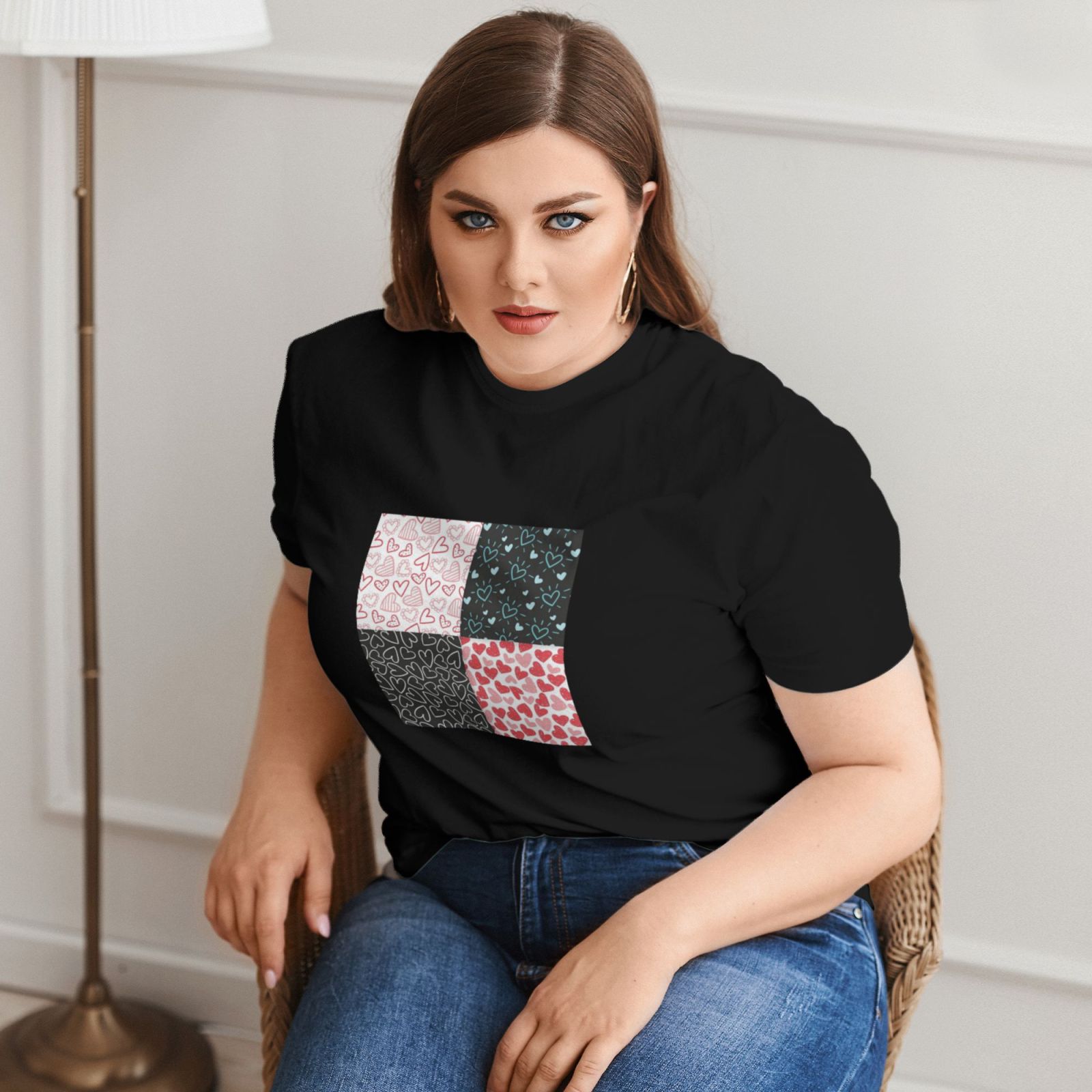 Women's Large Size Imitation Cotton Round Neck Short Sleeve T-Shirt