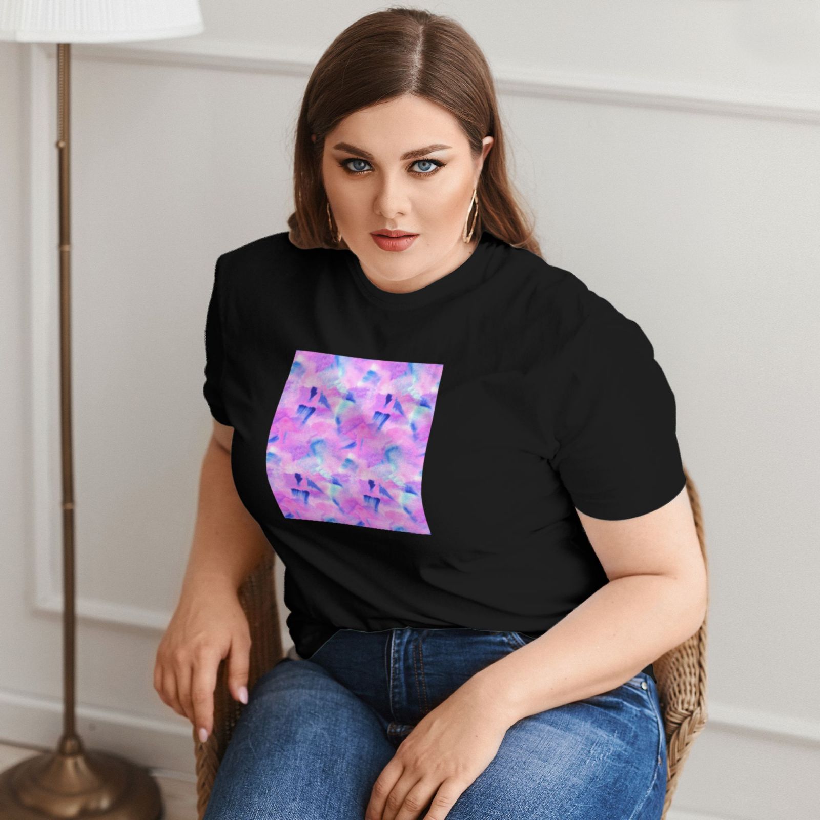 Women's Large Size Imitation Cotton Round Neck Short Sleeve T-Shirt