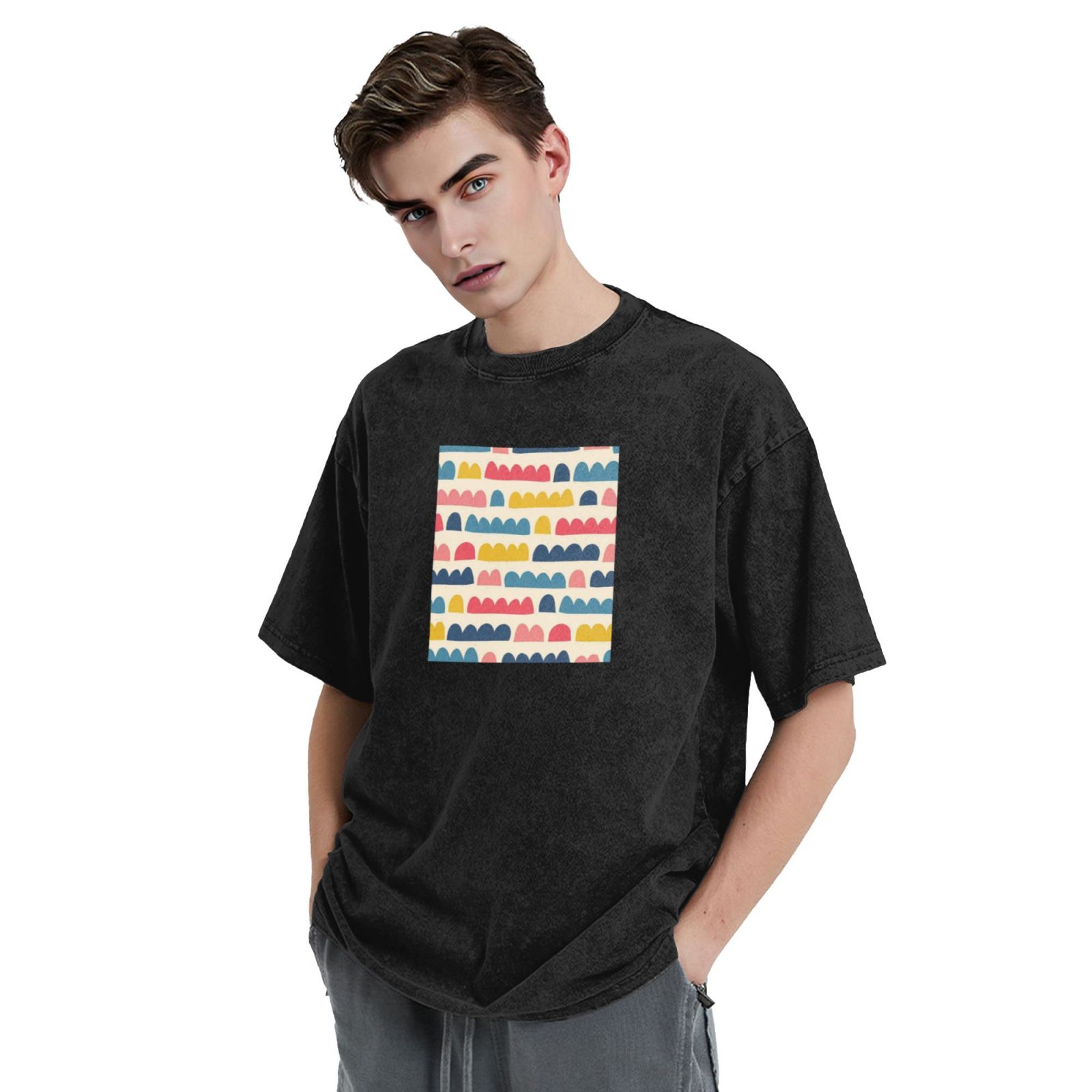 Retro washed drop shoulder short sleeve T-shirt