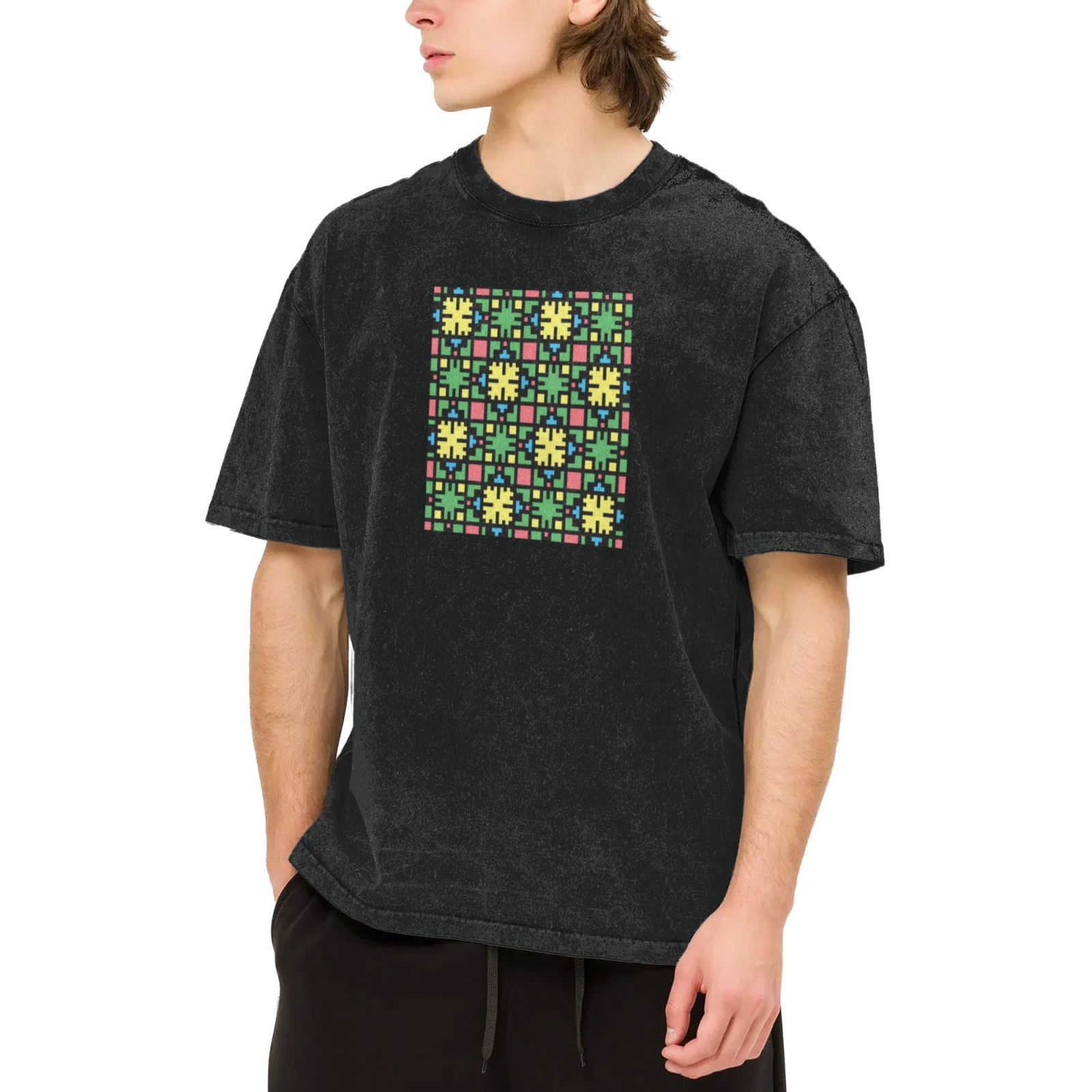 Retro washed drop shoulder short sleeve T-shirt