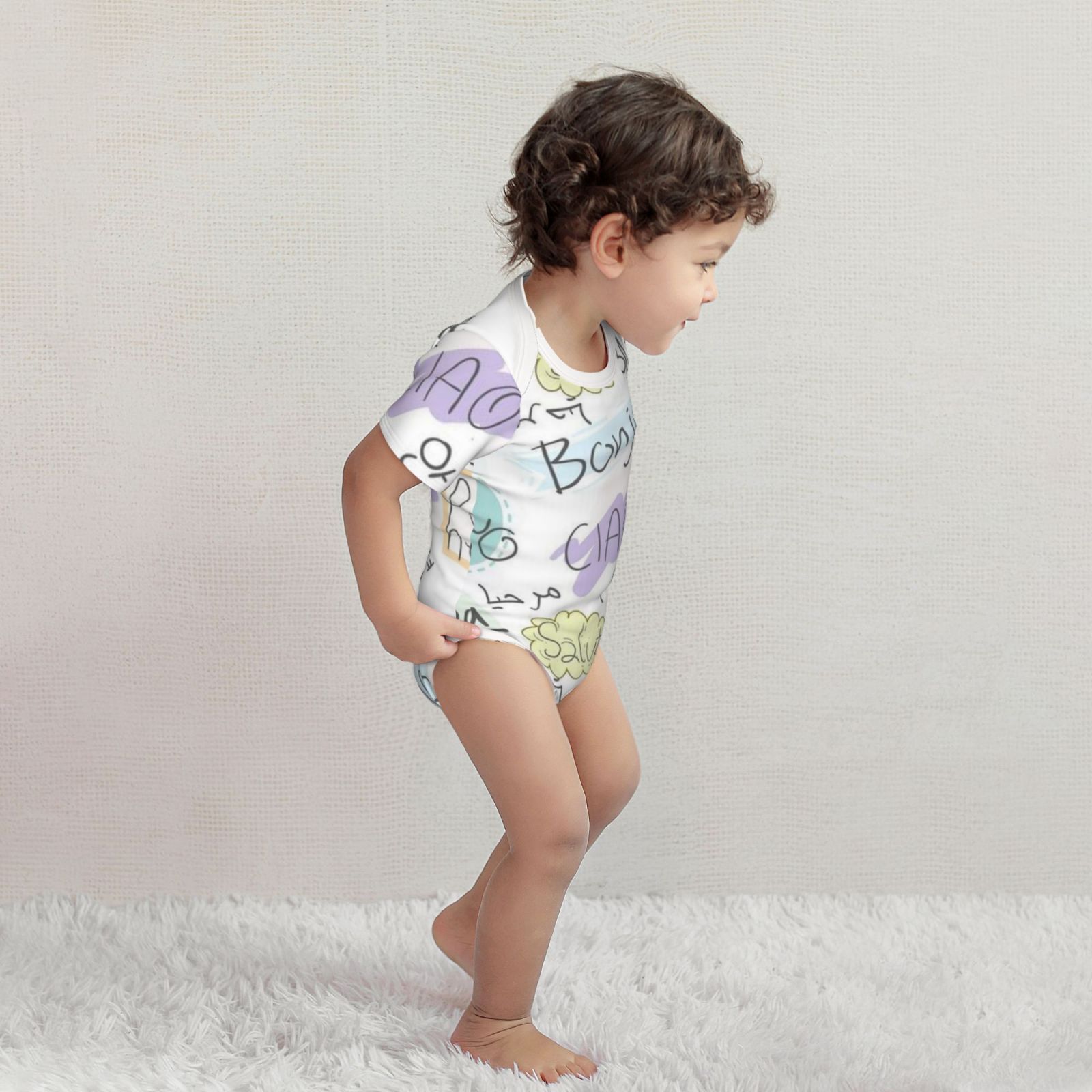 Baby imitation cotton full short-sleeved romper