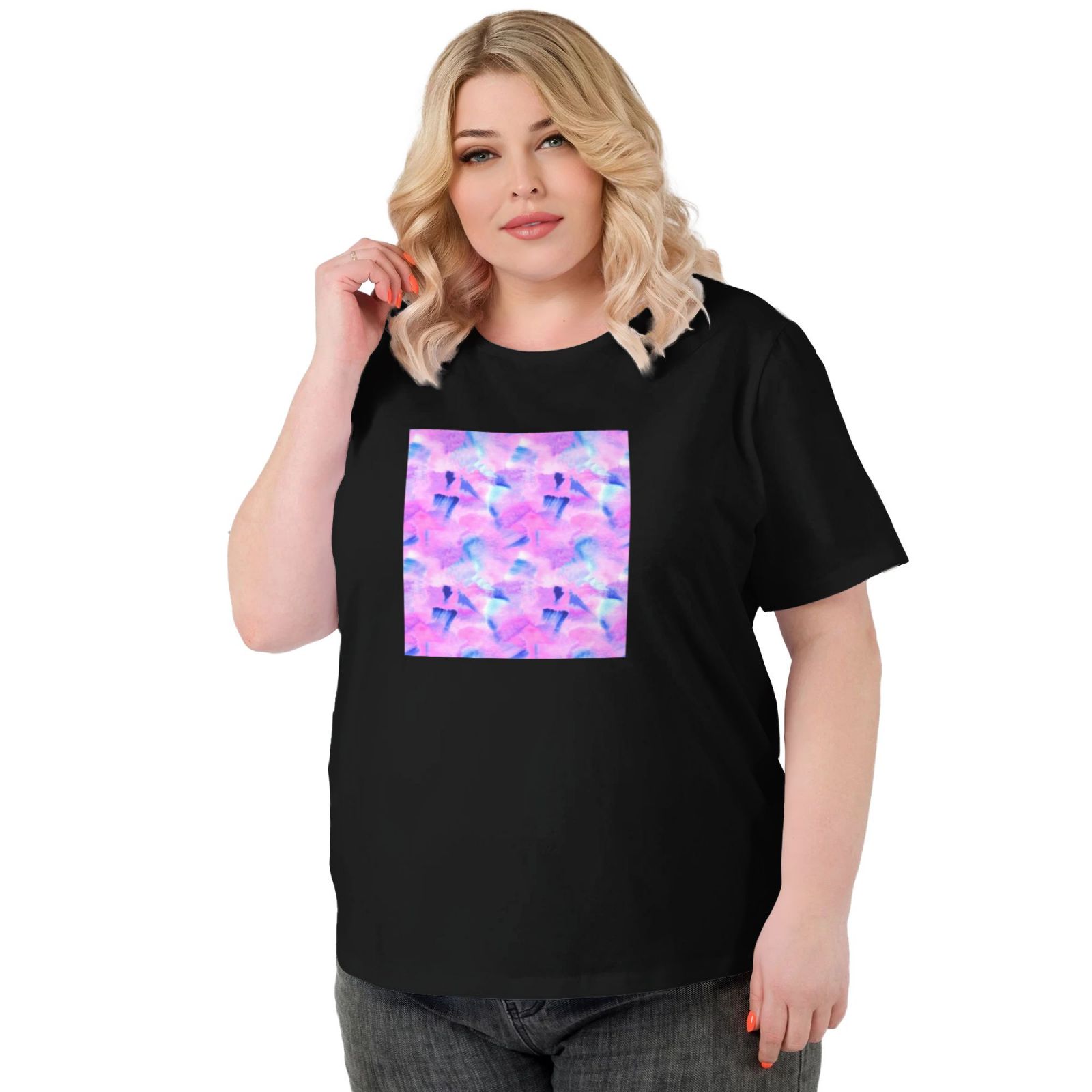 Women's Large Size Imitation Cotton Round Neck Short Sleeve T-Shirt