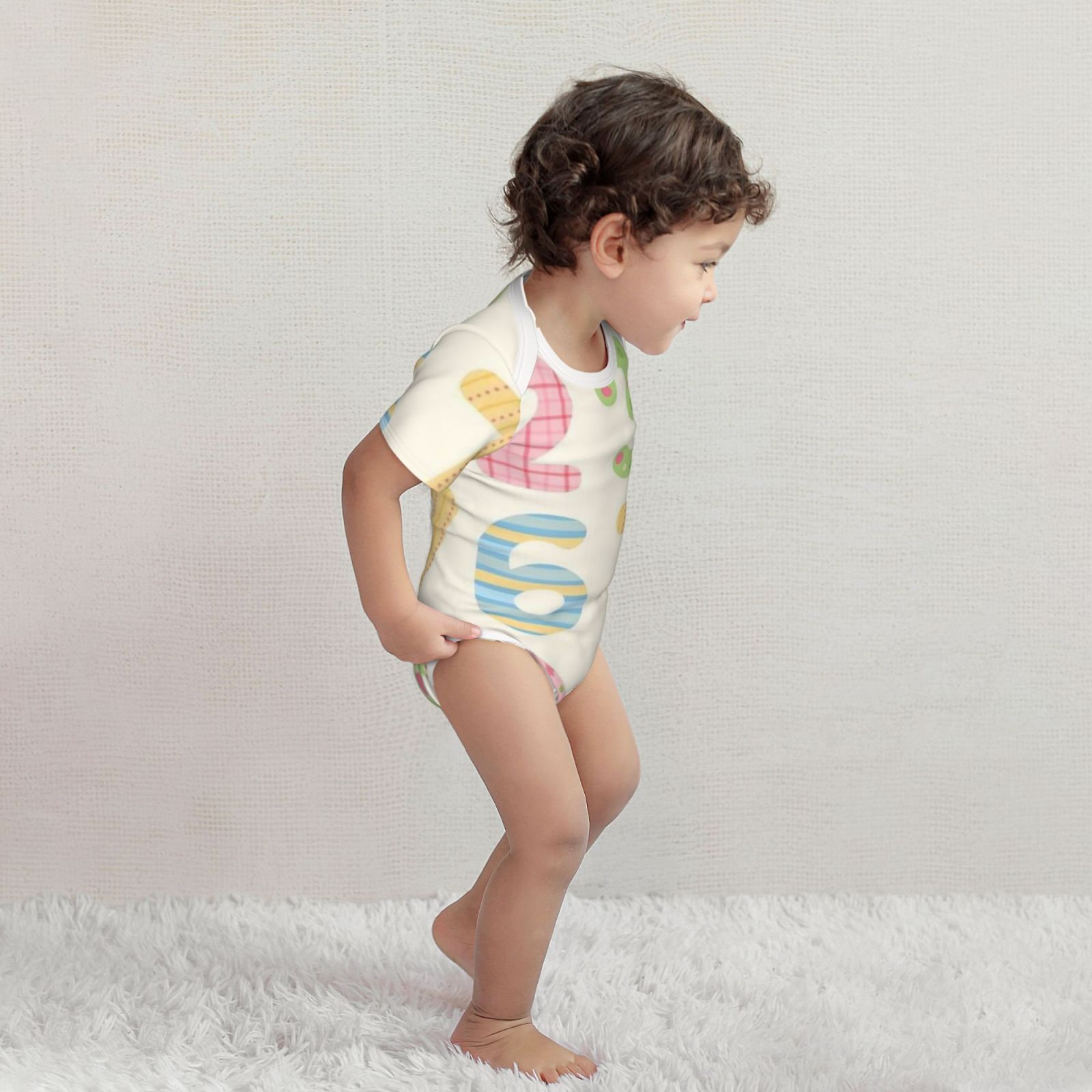 Baby imitation cotton full short-sleeved romper