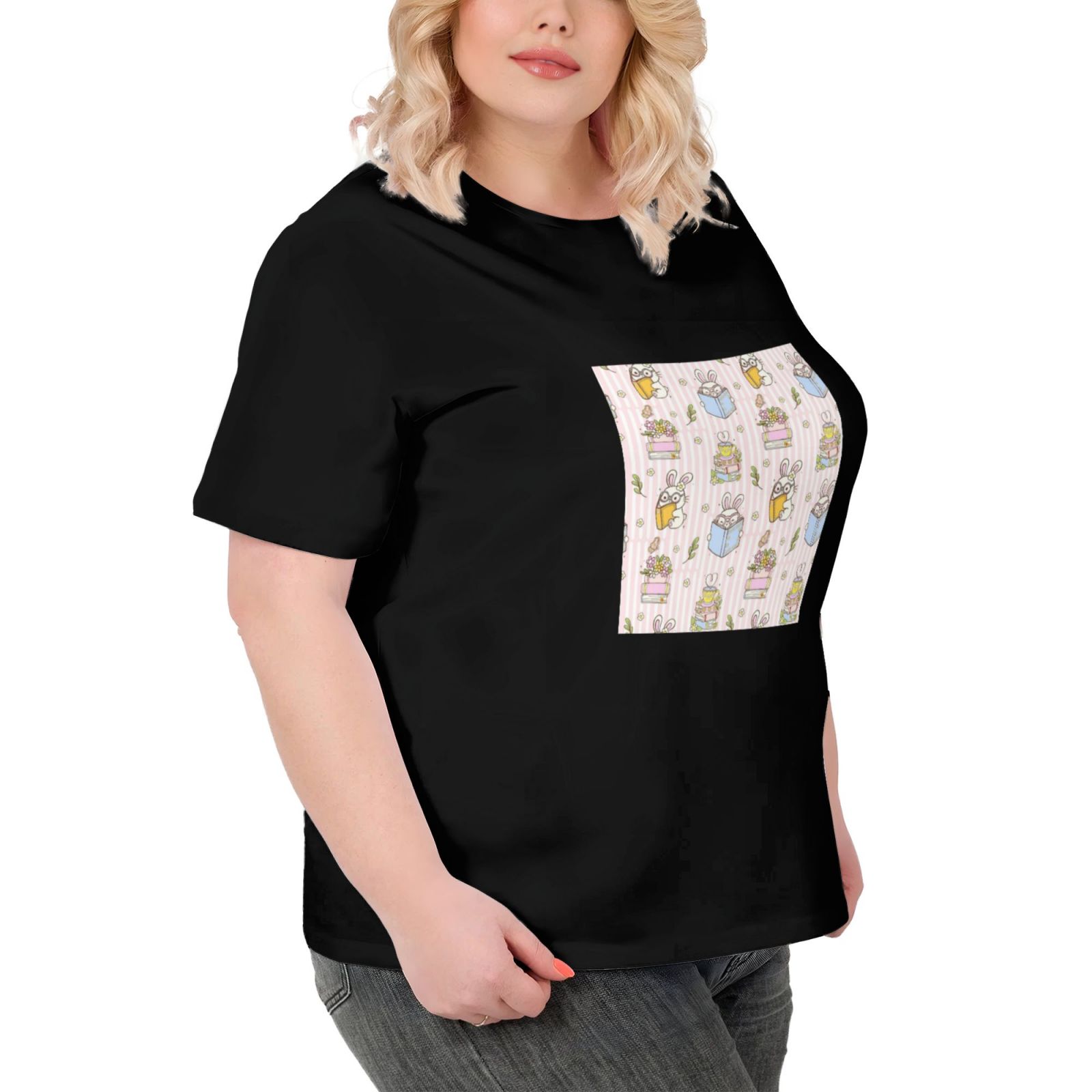 Women's Large Size Imitation Cotton Round Neck Short Sleeve T-Shirt