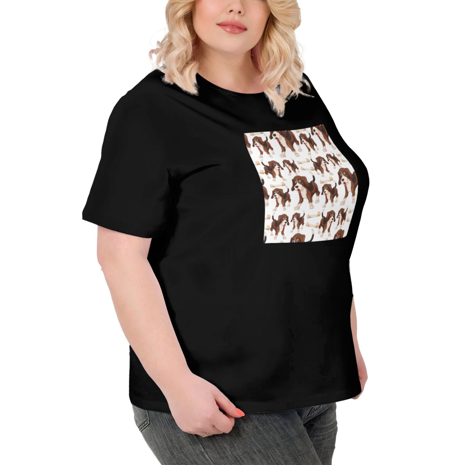 Women's Large Size Imitation Cotton Round Neck Short Sleeve T-Shirt