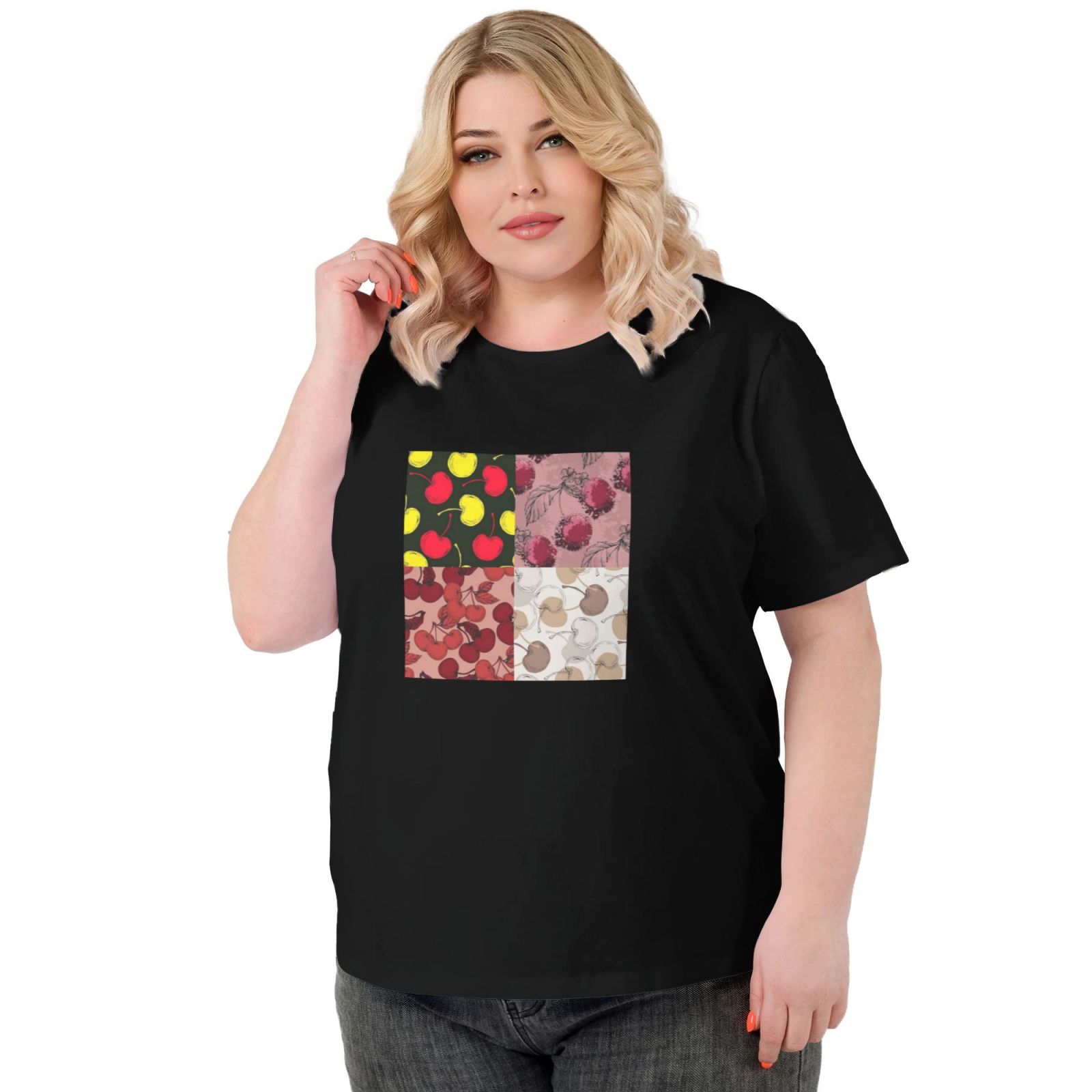 Women's Large Size Imitation Cotton Round Neck Short Sleeve T-Shirt