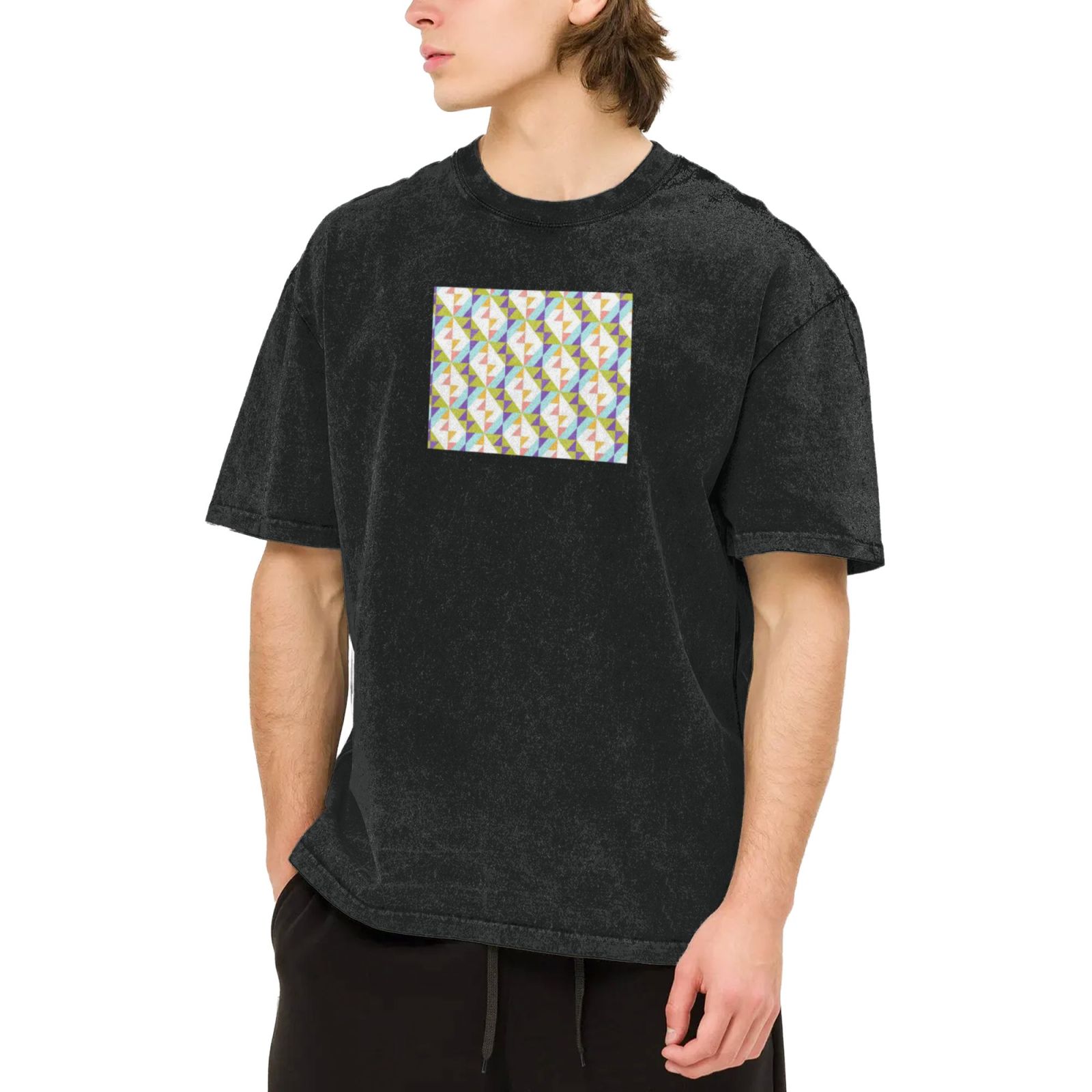 Retro washed drop shoulder short sleeve T-shirt