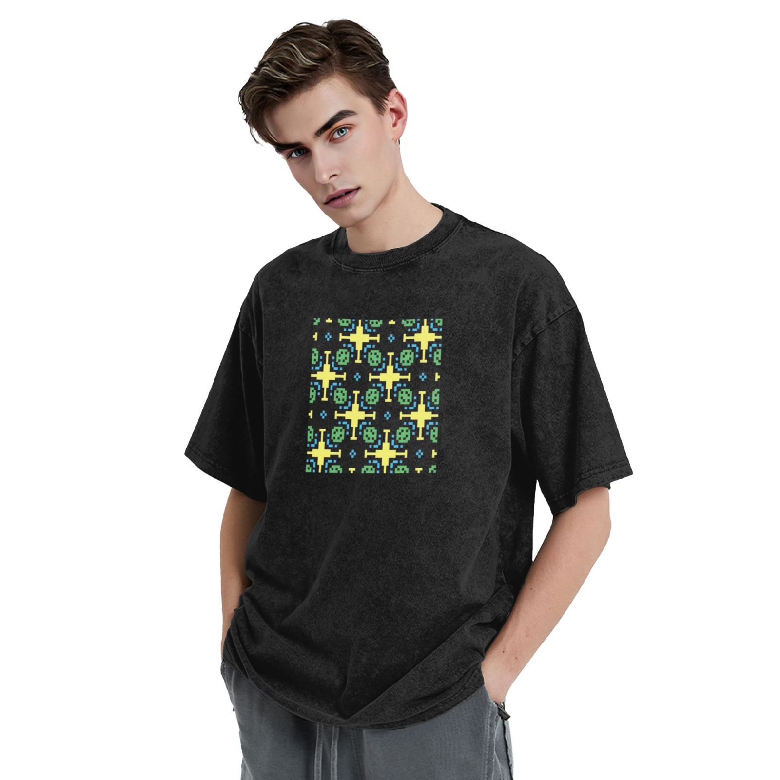Retro washed drop shoulder short sleeve T-shirt