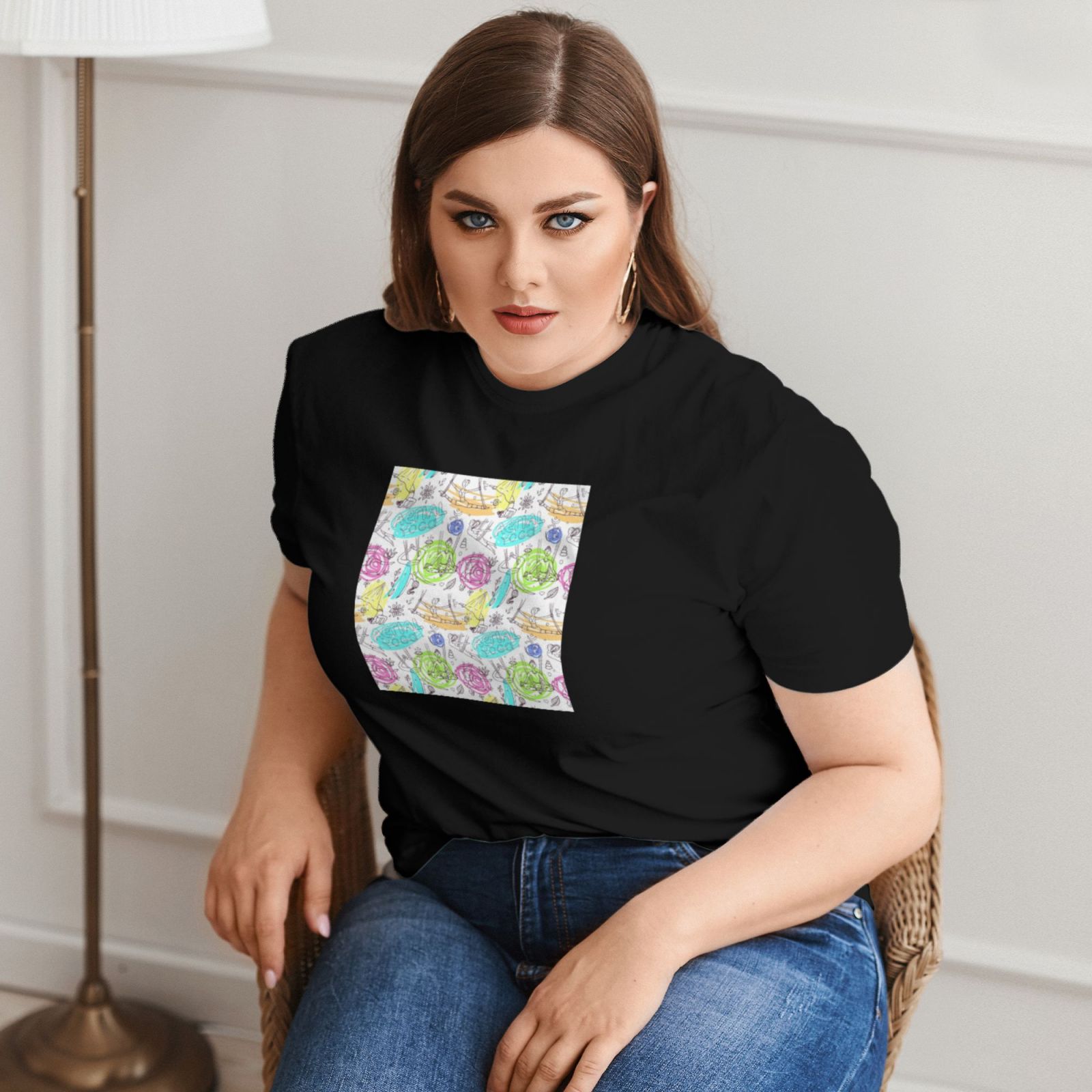 Women's Large Size Imitation Cotton Round Neck Short Sleeve T-Shirt