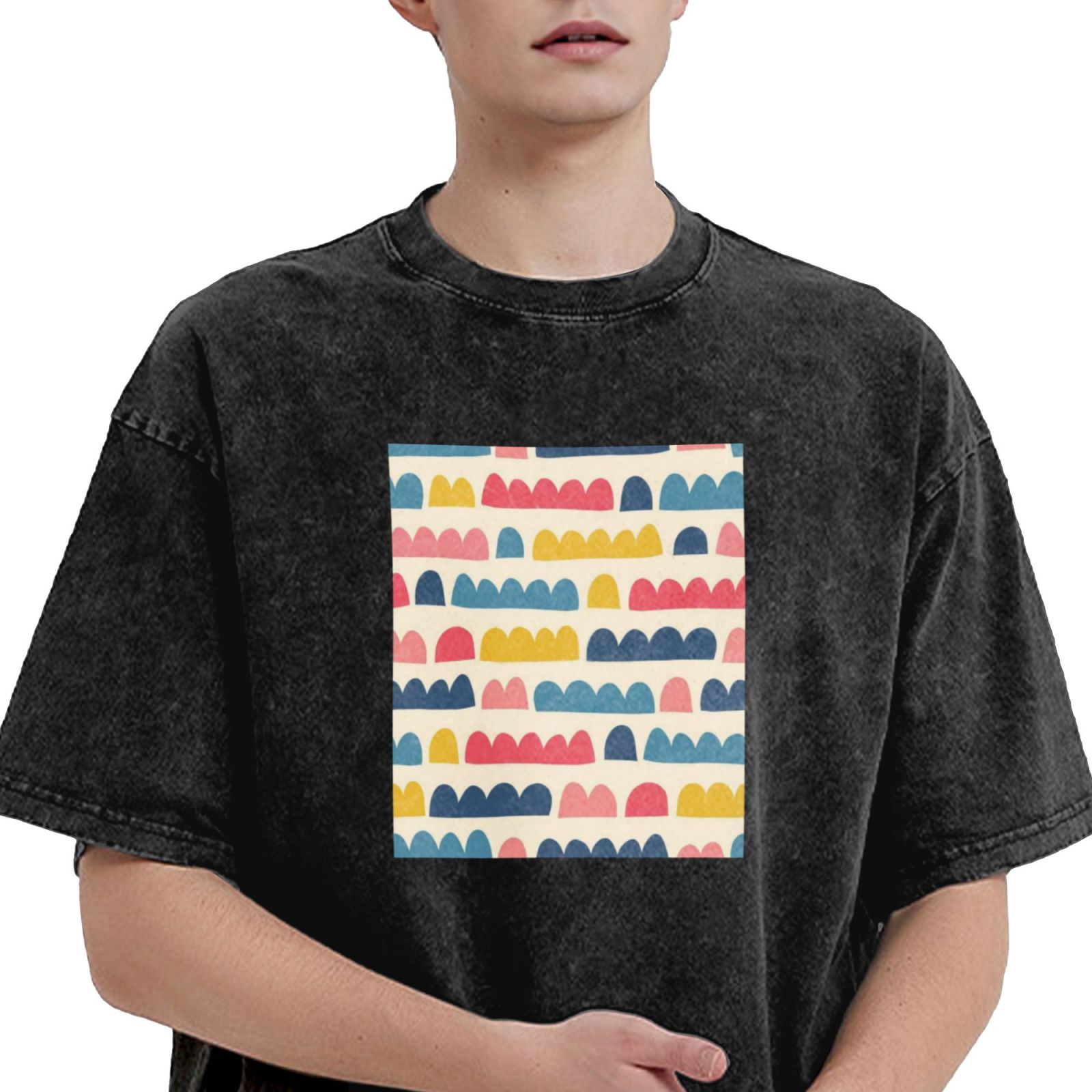 Retro washed drop shoulder short sleeve T-shirt