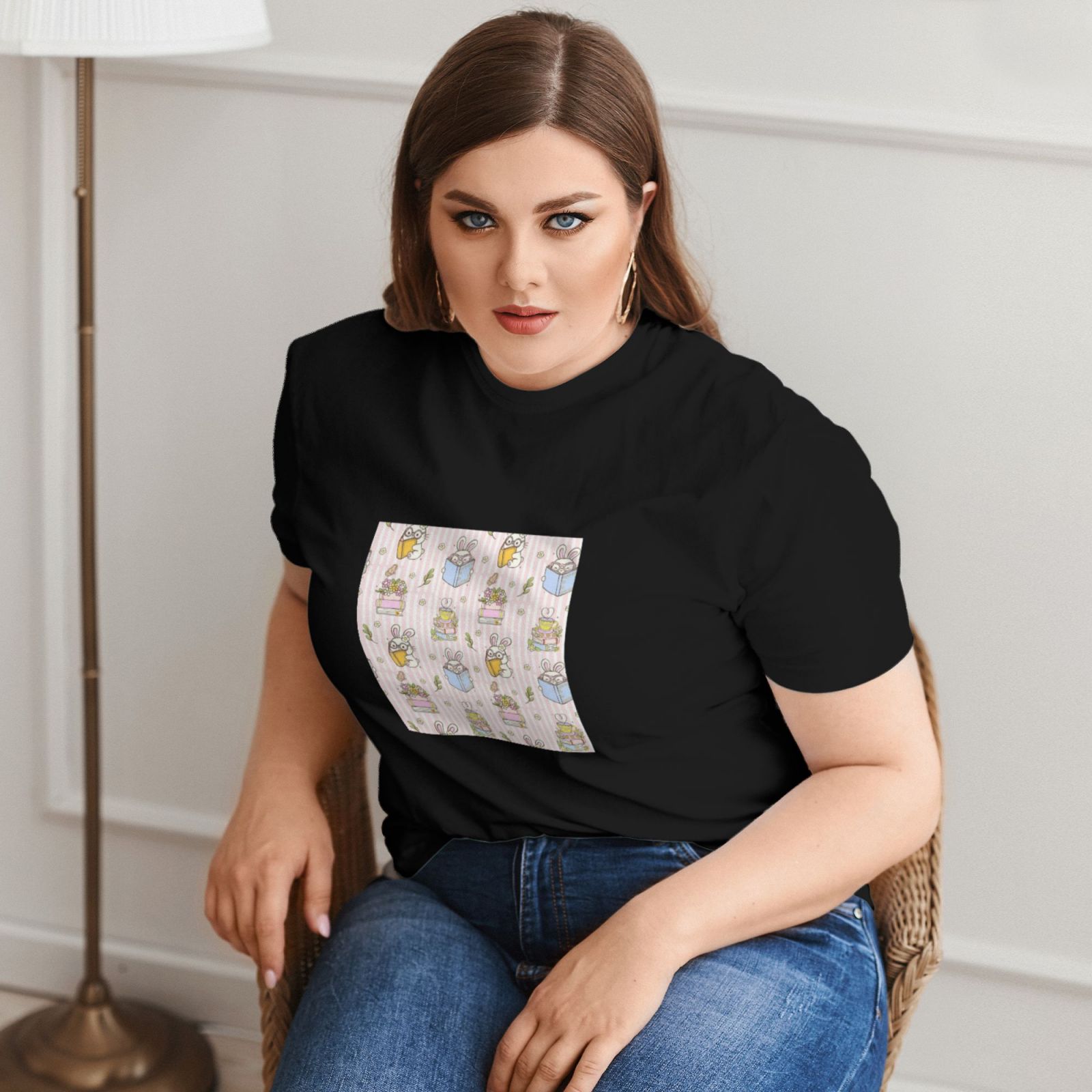 Women's Large Size Imitation Cotton Round Neck Short Sleeve T-Shirt