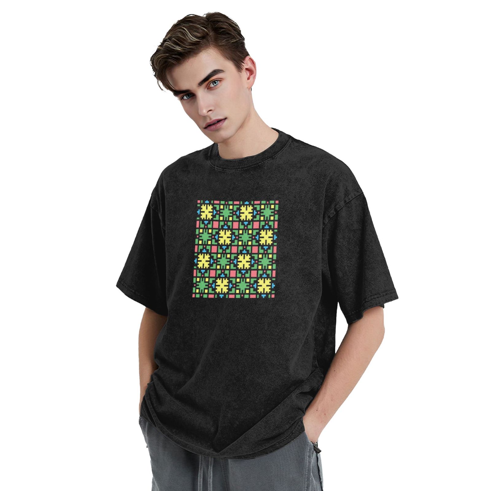 Retro washed drop shoulder short sleeve T-shirt