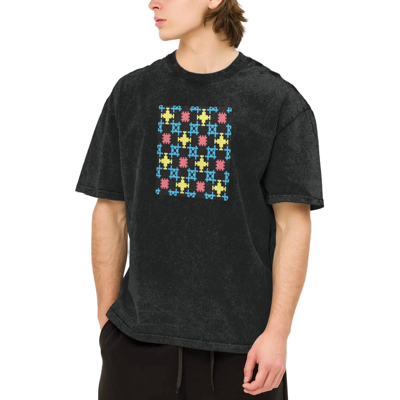 Retro washed drop shoulder short sleeve T-shirt