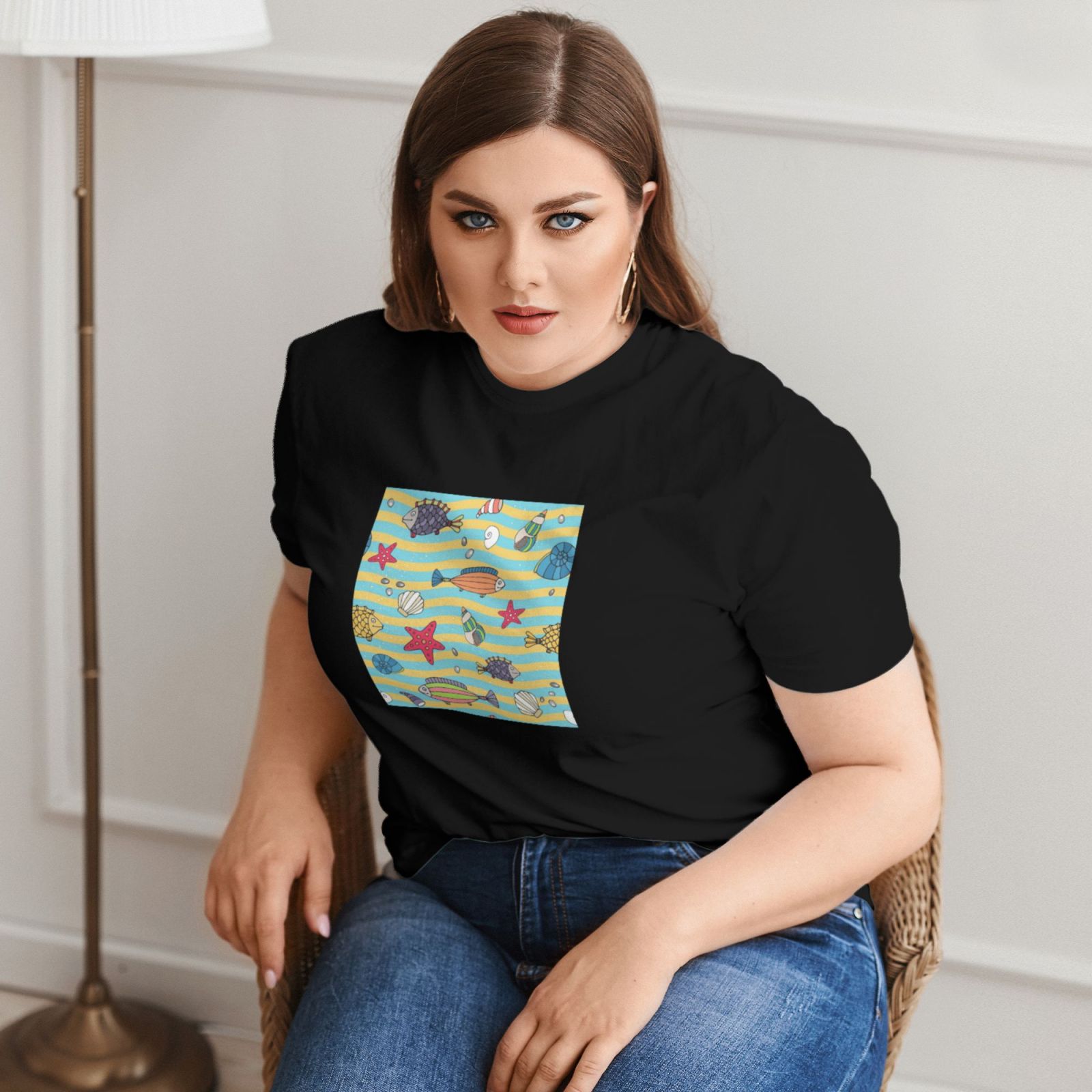 Women's Large Size Imitation Cotton Round Neck Short Sleeve T-Shirt