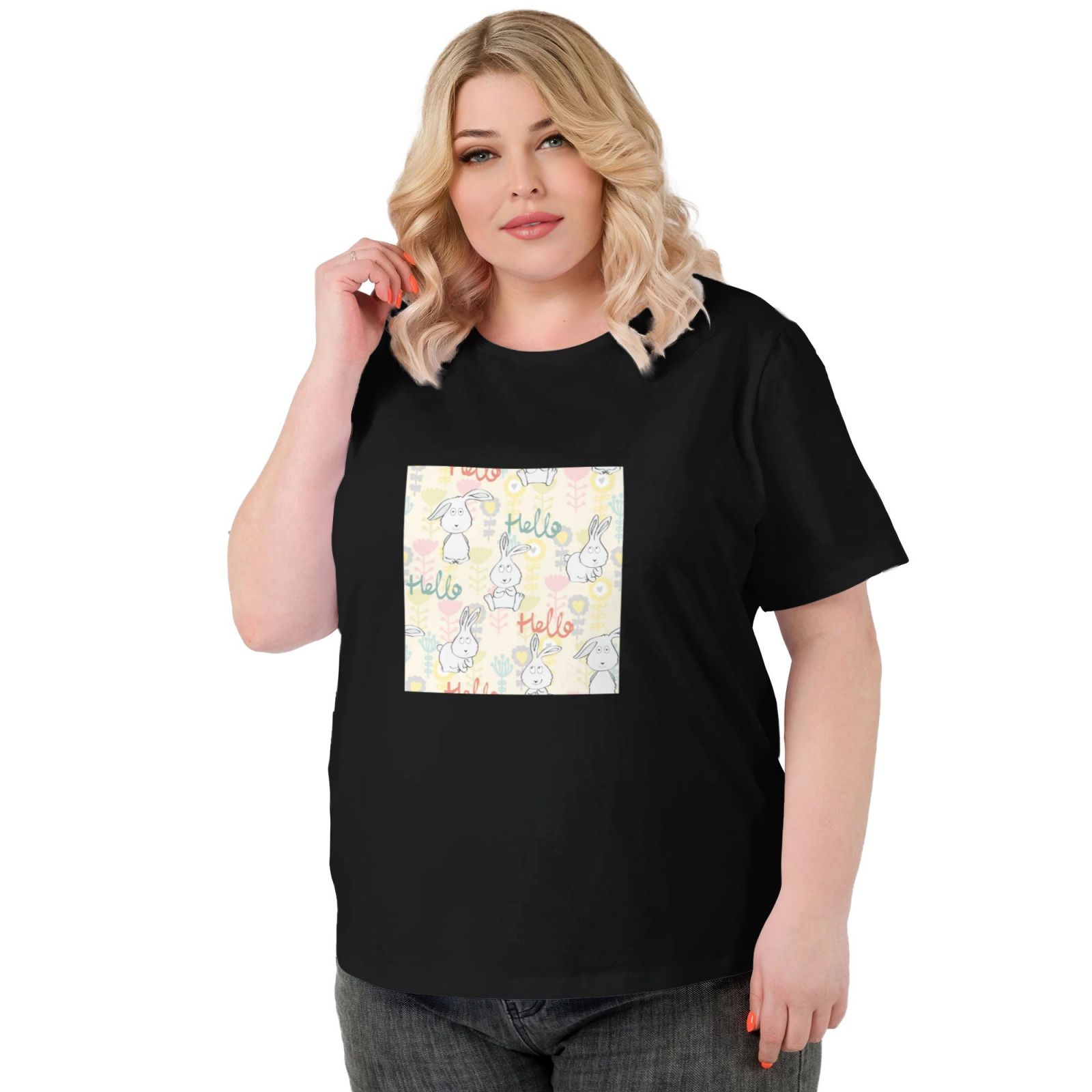 Women's Large Size Imitation Cotton Round Neck Short Sleeve T-Shirt