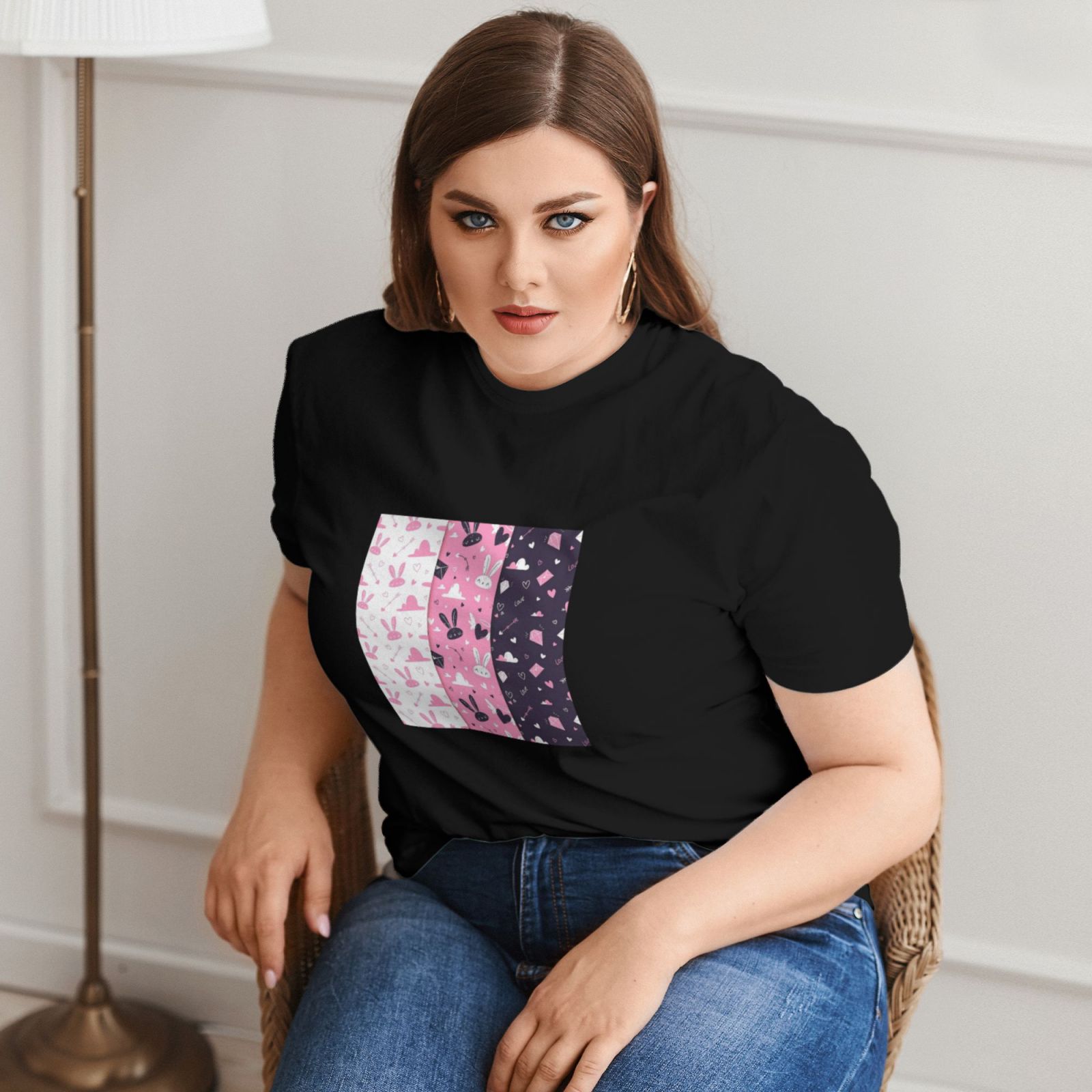 Women's Large Size Imitation Cotton Round Neck Short Sleeve T-Shirt