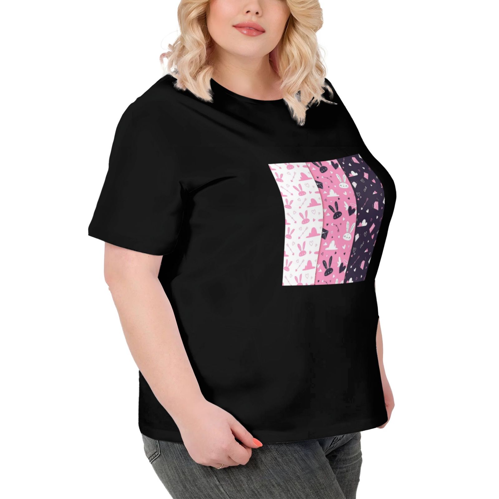 Women's Large Size Imitation Cotton Round Neck Short Sleeve T-Shirt