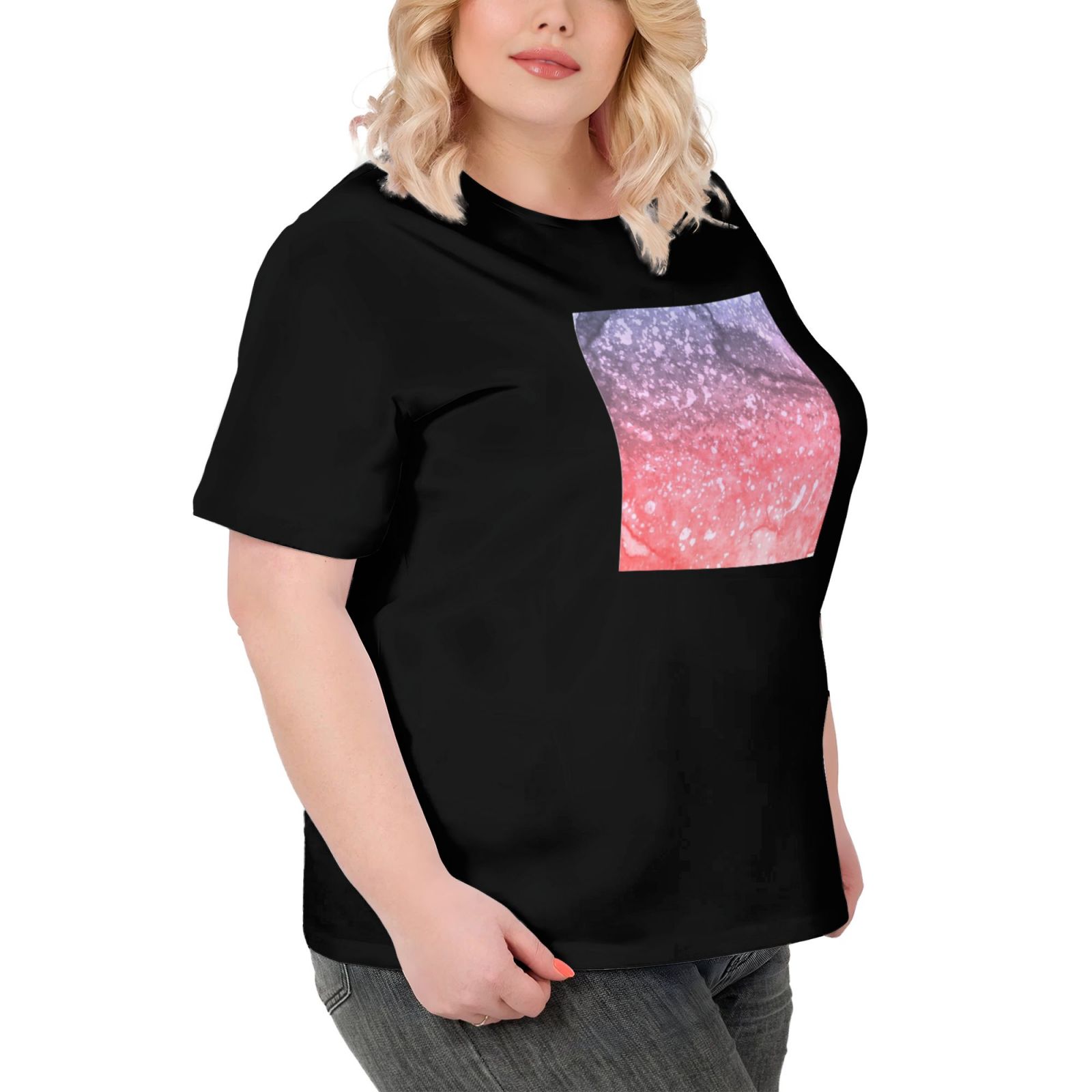 Women's Large Size Imitation Cotton Round Neck Short Sleeve T-Shirt
