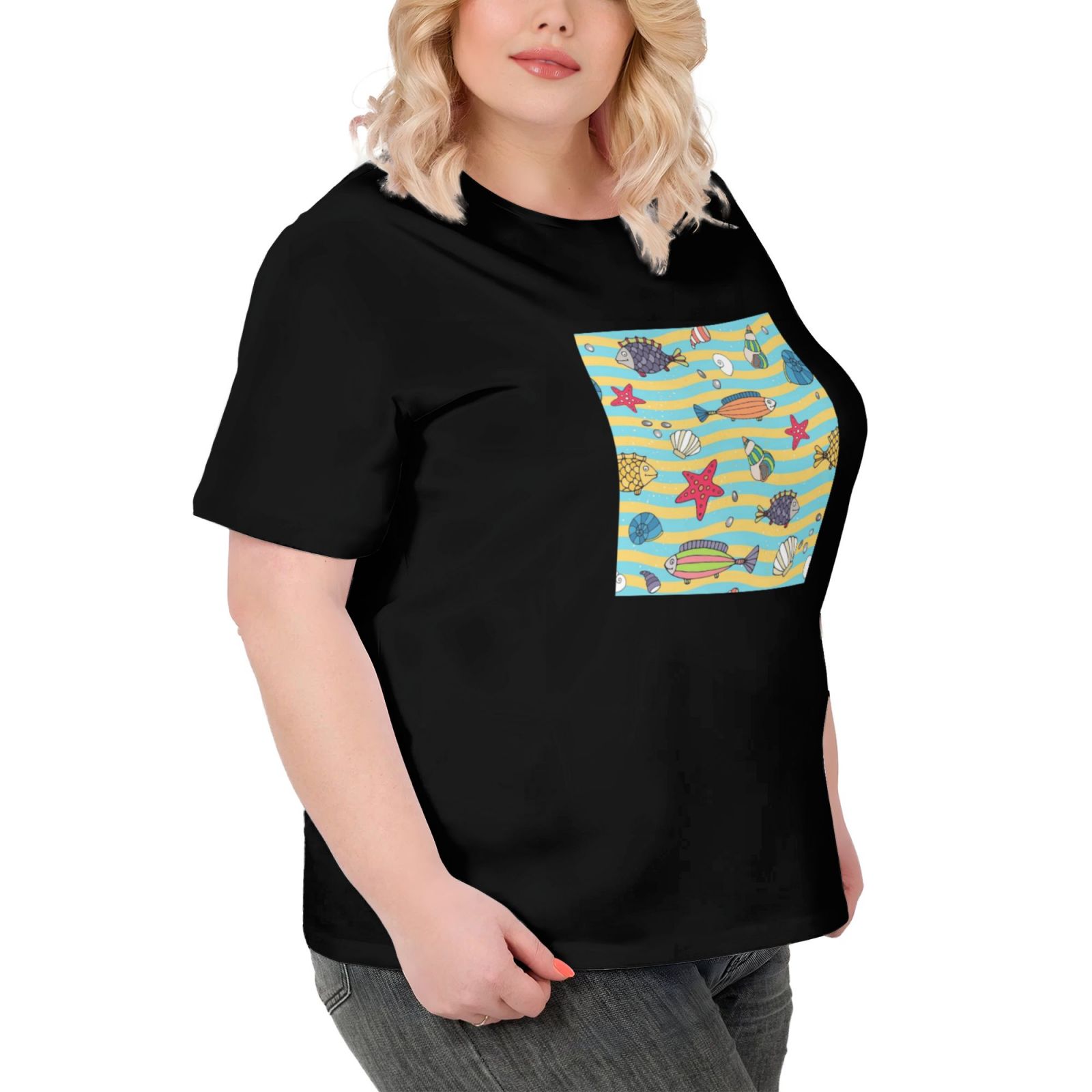 Women's Large Size Imitation Cotton Round Neck Short Sleeve T-Shirt