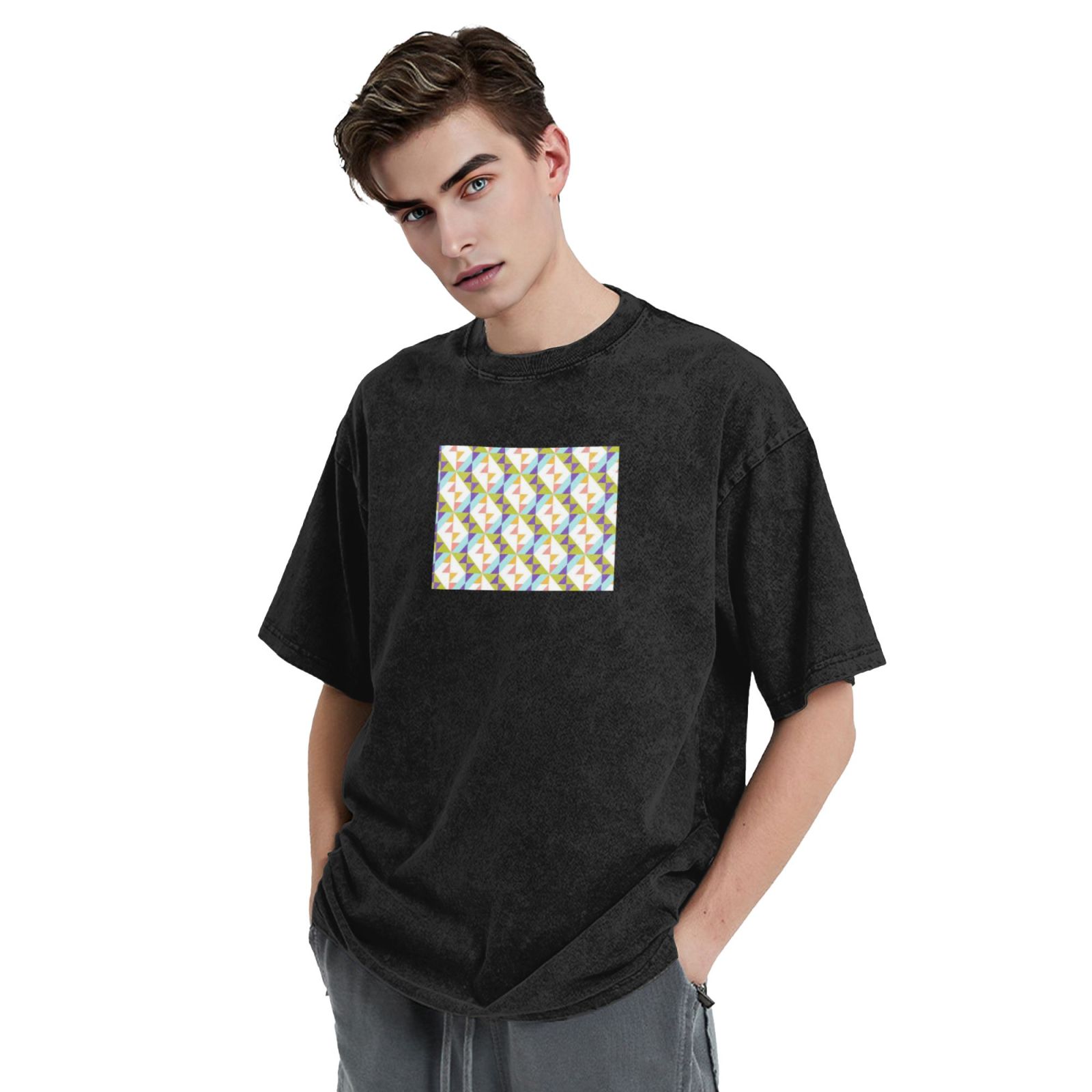Retro washed drop shoulder short sleeve T-shirt