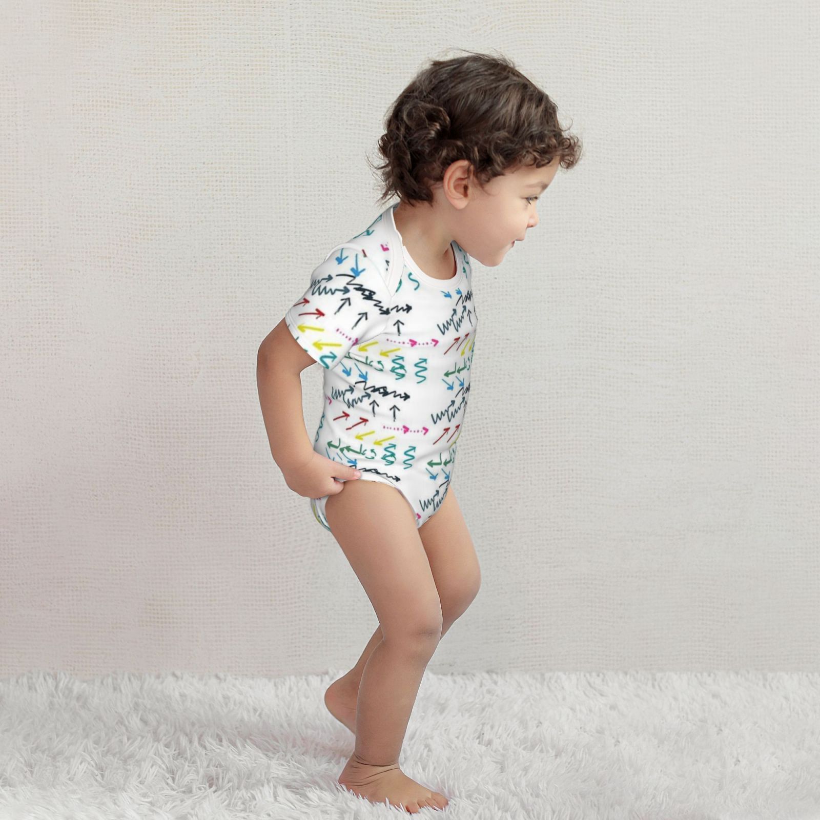 Baby imitation cotton full short-sleeved romper