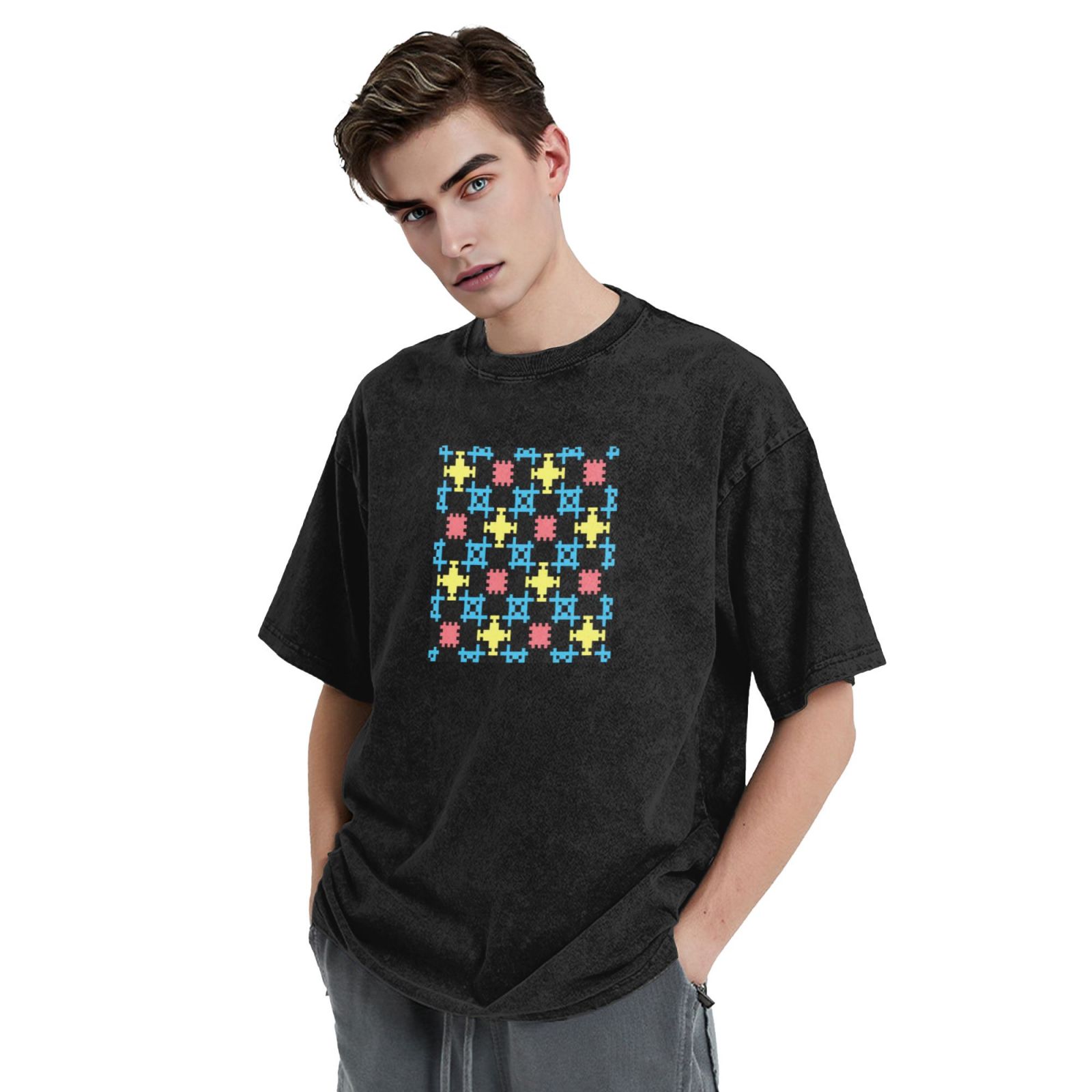 Retro washed drop shoulder short sleeve T-shirt