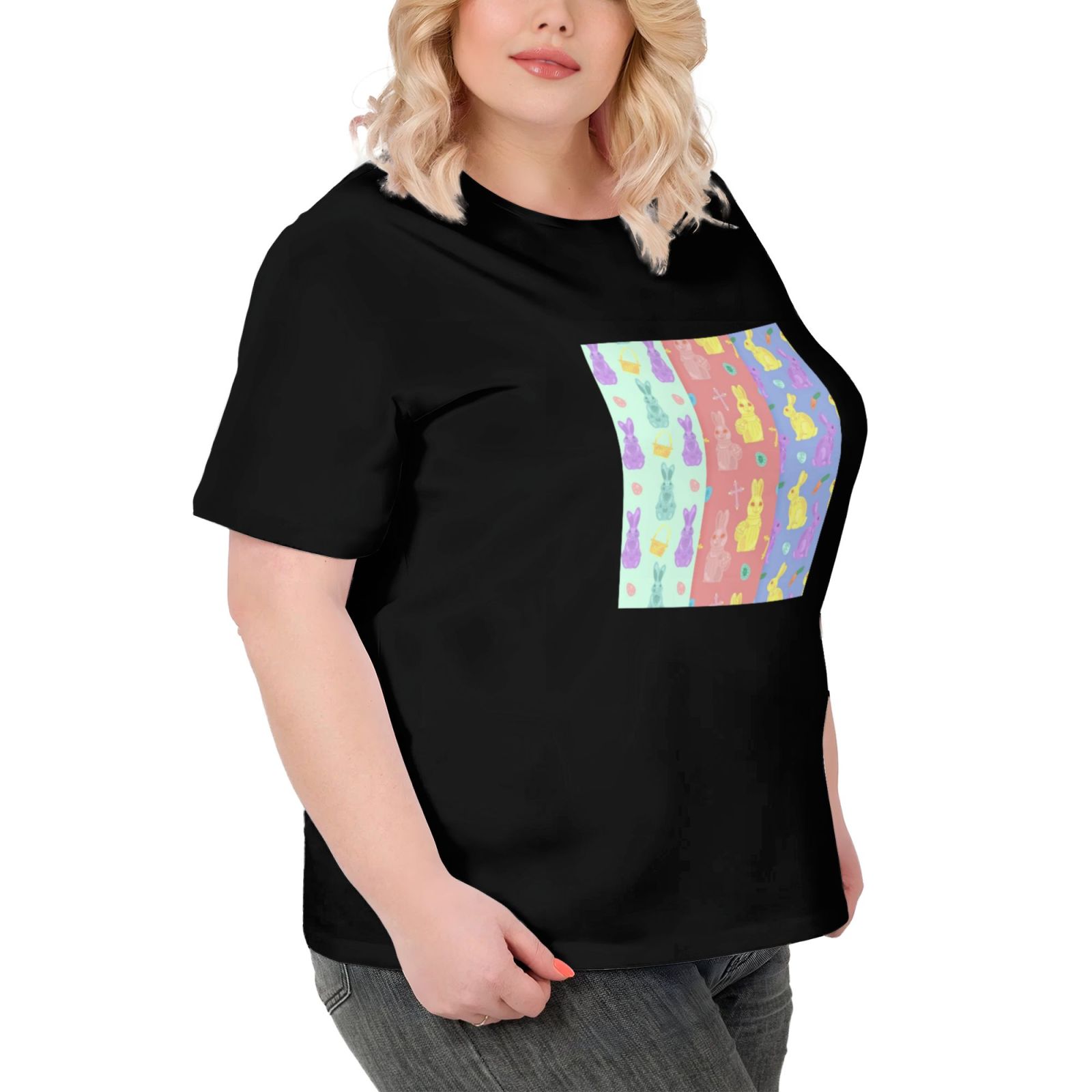 Women's Large Size Imitation Cotton Round Neck Short Sleeve T-Shirt