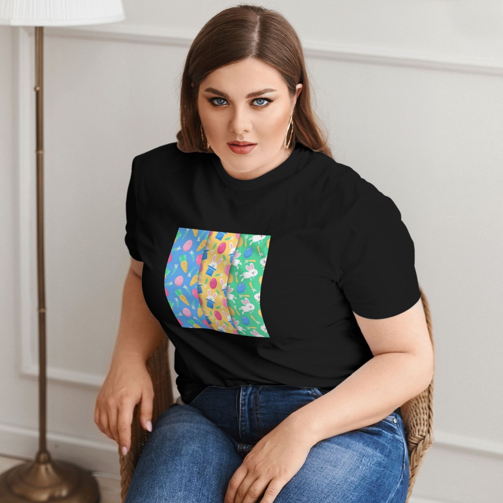 Women's Large Size Imitation Cotton Round Neck Short Sleeve T-Shirt