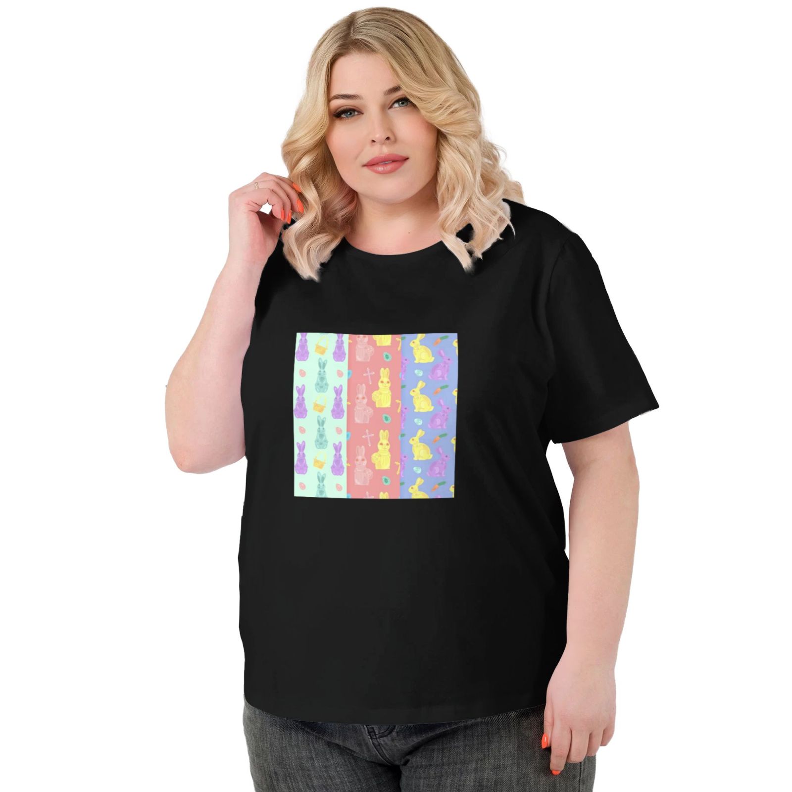 Women's Large Size Imitation Cotton Round Neck Short Sleeve T-Shirt