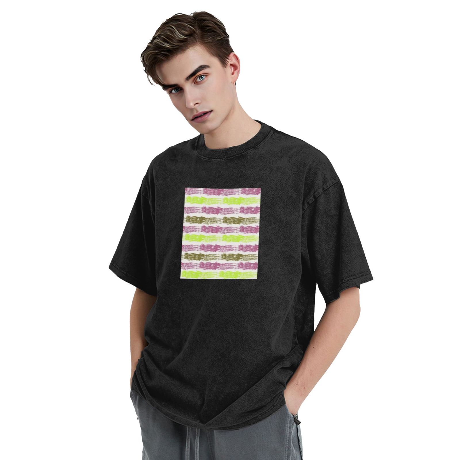 Retro washed drop shoulder short sleeve T-shirt