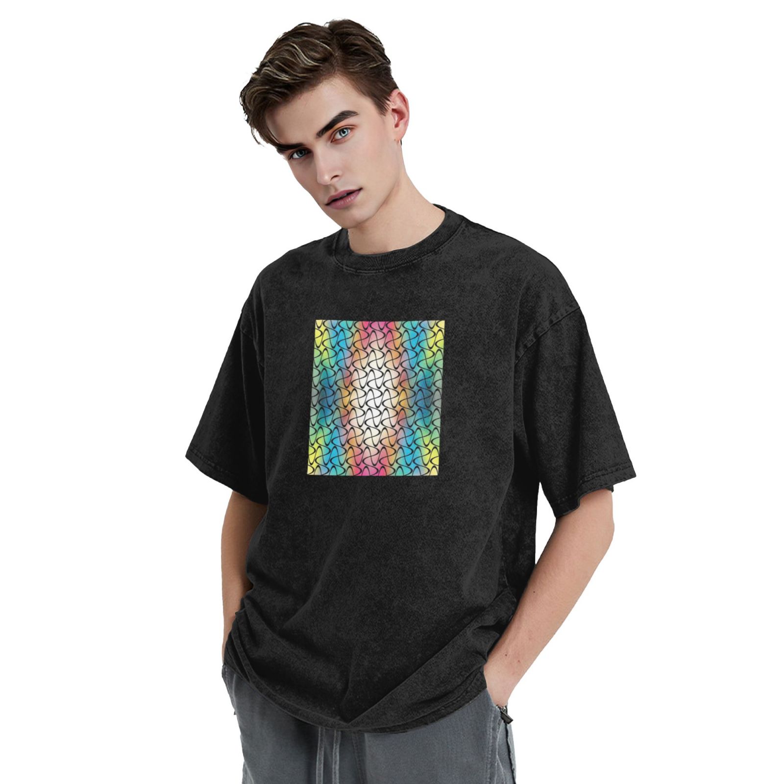 Retro washed drop shoulder short sleeve T-shirt