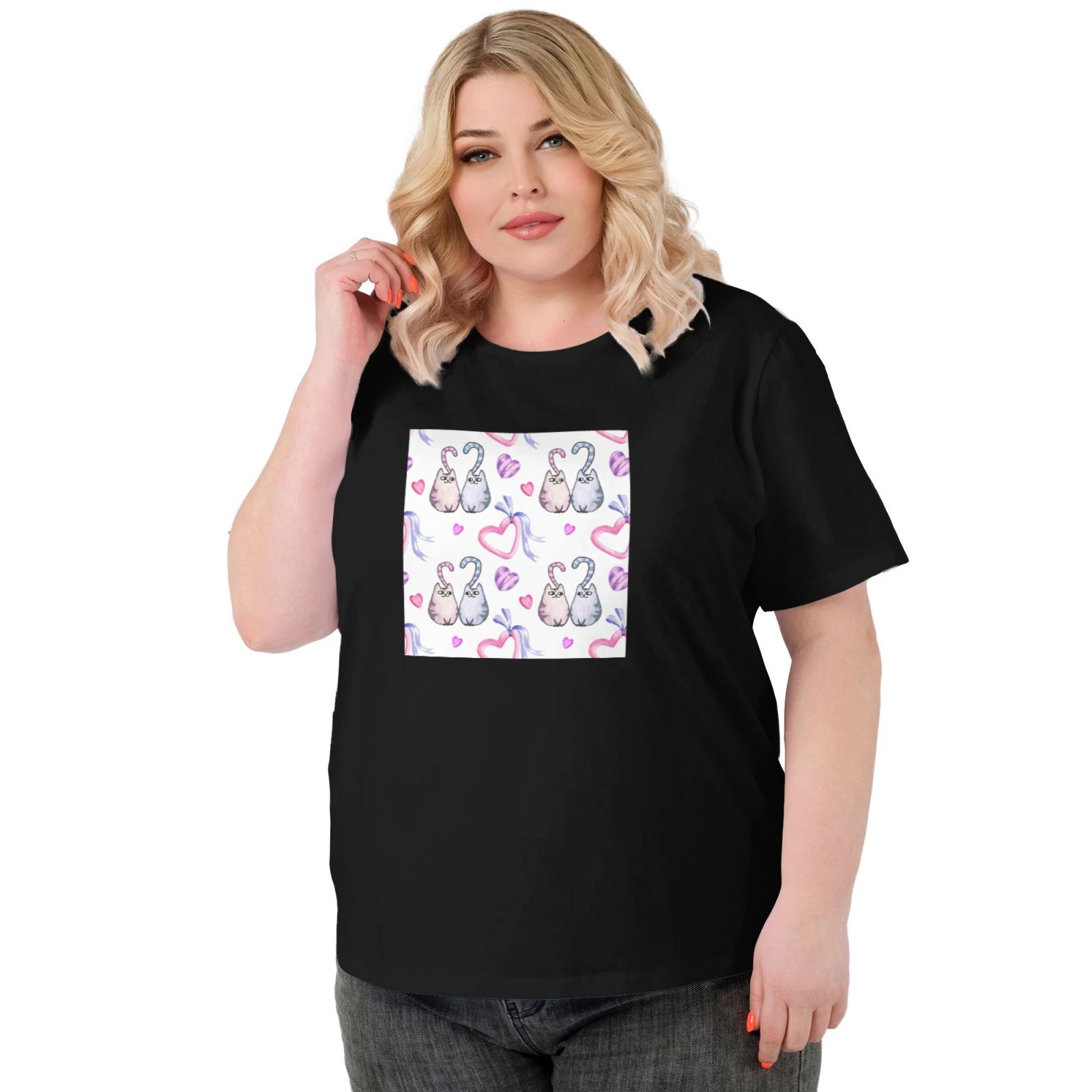 Women's Large Size Imitation Cotton Round Neck Short Sleeve T-Shirt