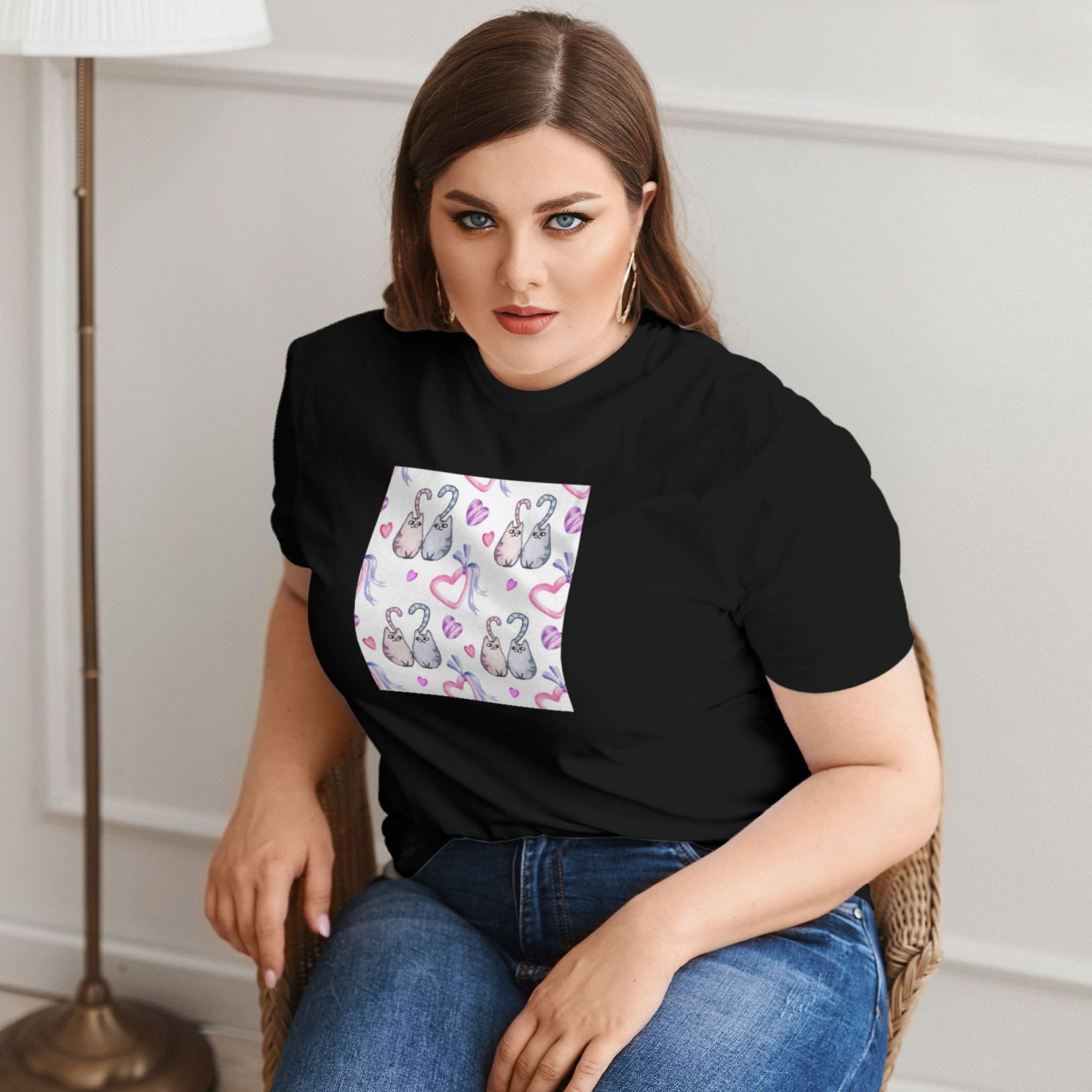 Women's Large Size Imitation Cotton Round Neck Short Sleeve T-Shirt