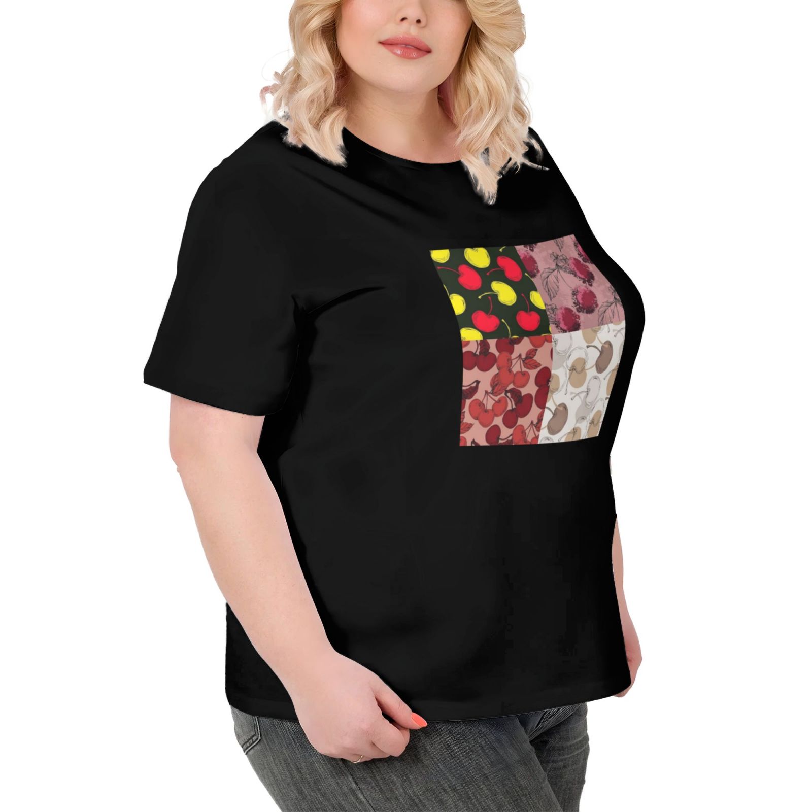 Women's Large Size Imitation Cotton Round Neck Short Sleeve T-Shirt