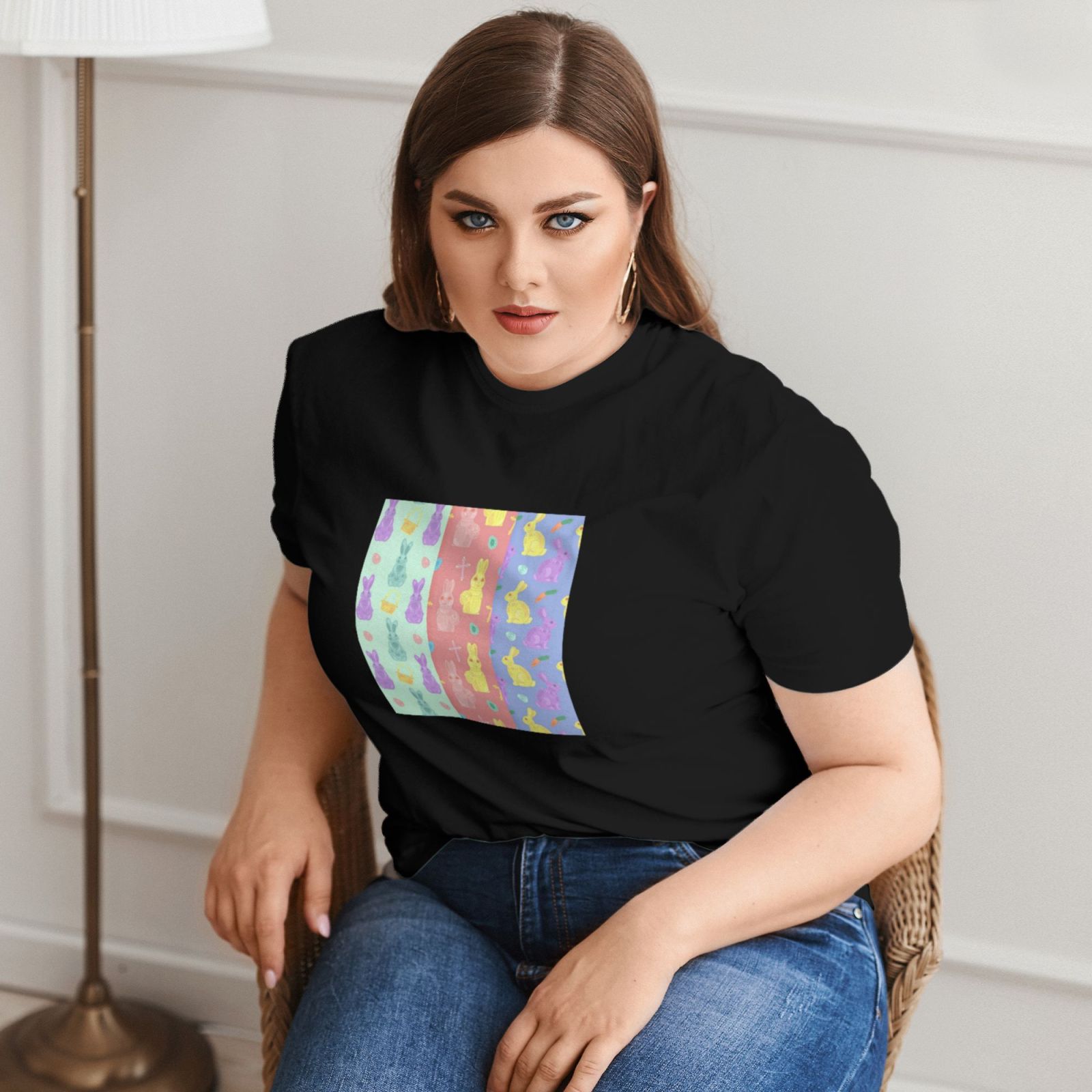 Women's Large Size Imitation Cotton Round Neck Short Sleeve T-Shirt