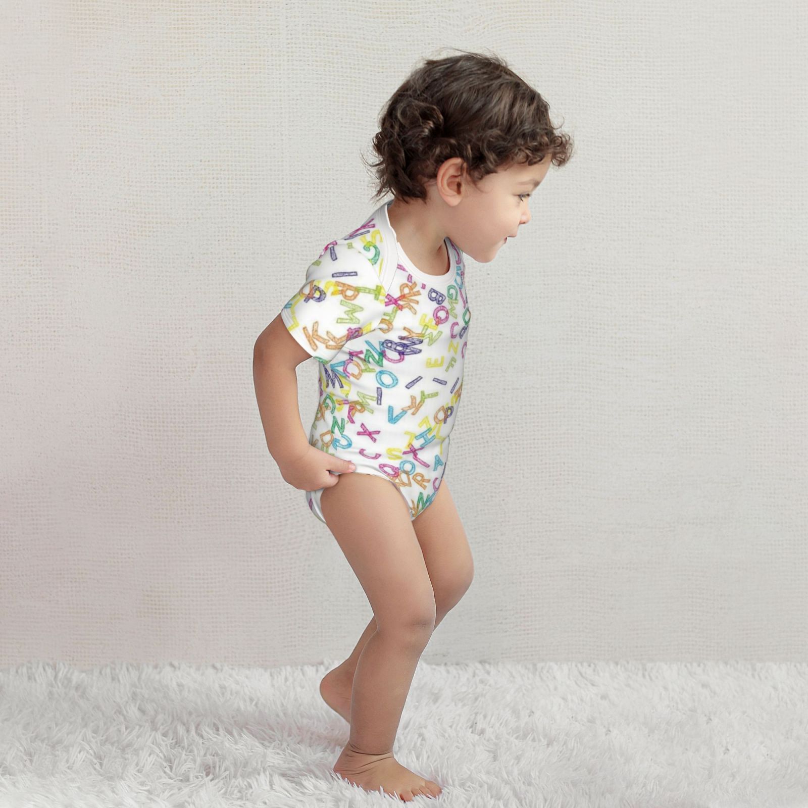 Baby imitation cotton full short-sleeved romper