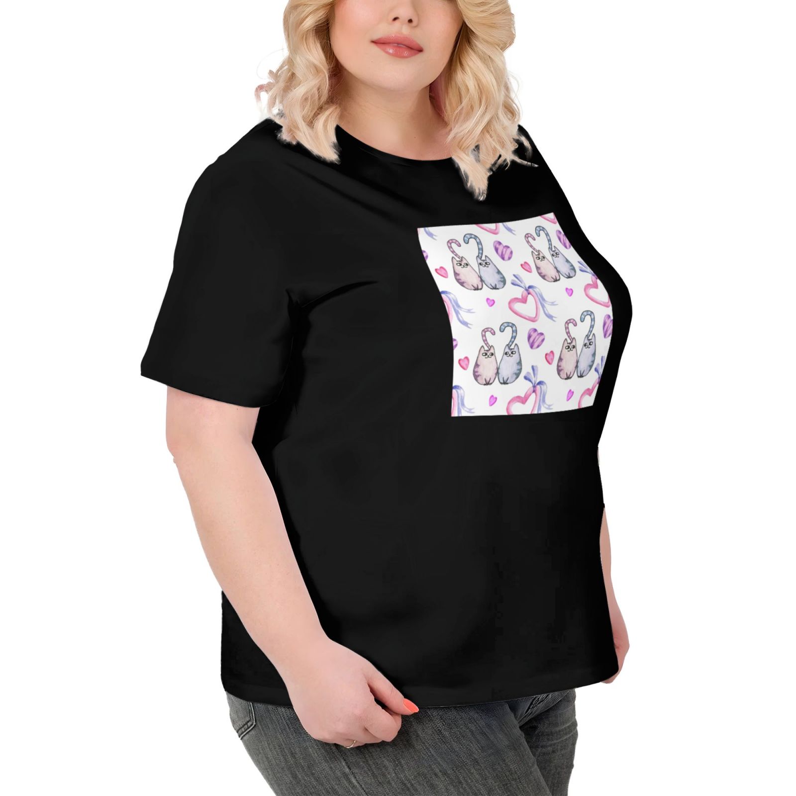 Women's Large Size Imitation Cotton Round Neck Short Sleeve T-Shirt