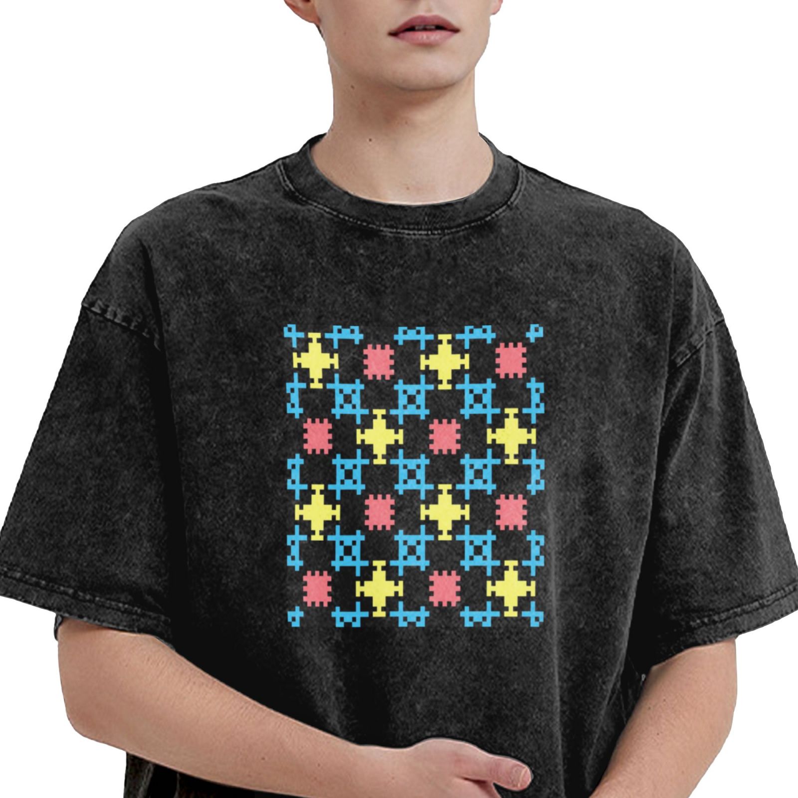Retro washed drop shoulder short sleeve T-shirt
