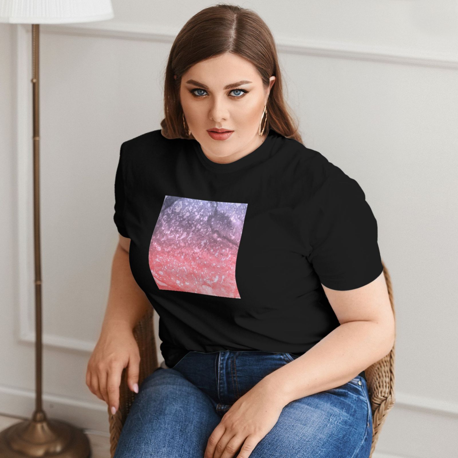 Women's Large Size Imitation Cotton Round Neck Short Sleeve T-Shirt