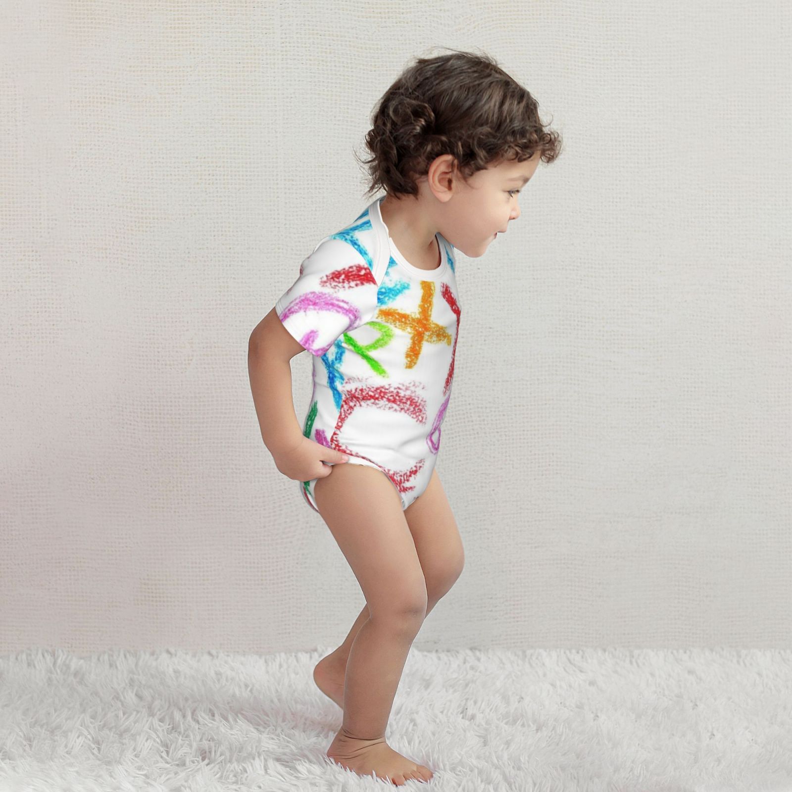 Baby imitation cotton full short-sleeved romper