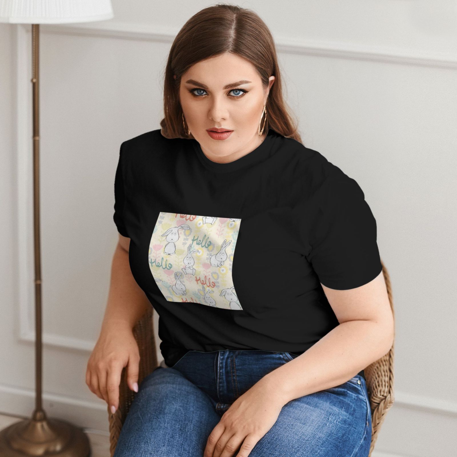Women's Large Size Imitation Cotton Round Neck Short Sleeve T-Shirt