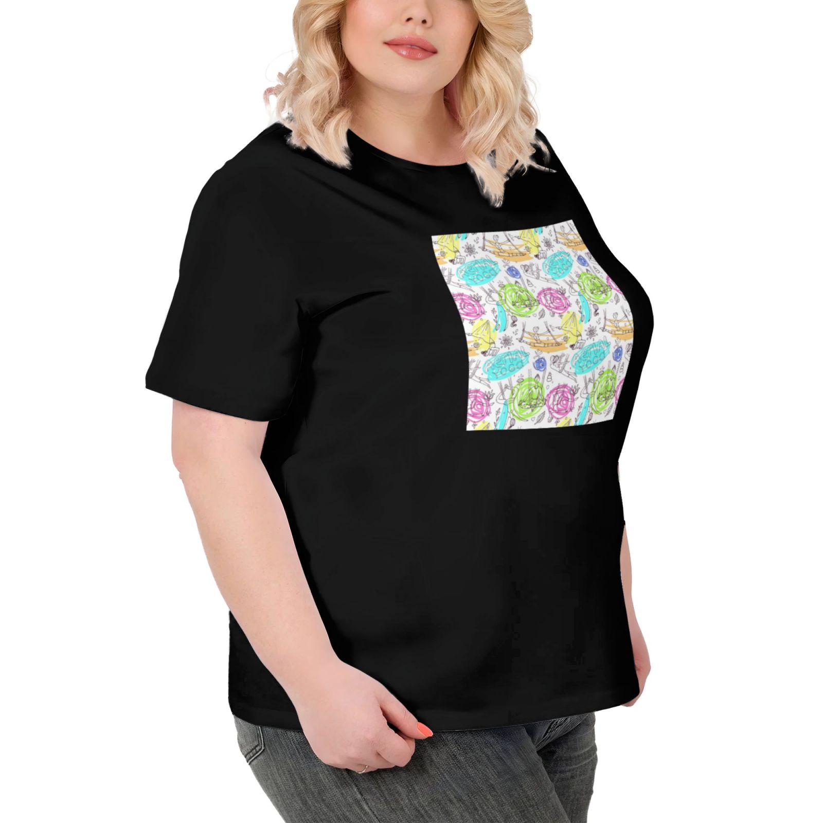 Women's Large Size Imitation Cotton Round Neck Short Sleeve T-Shirt