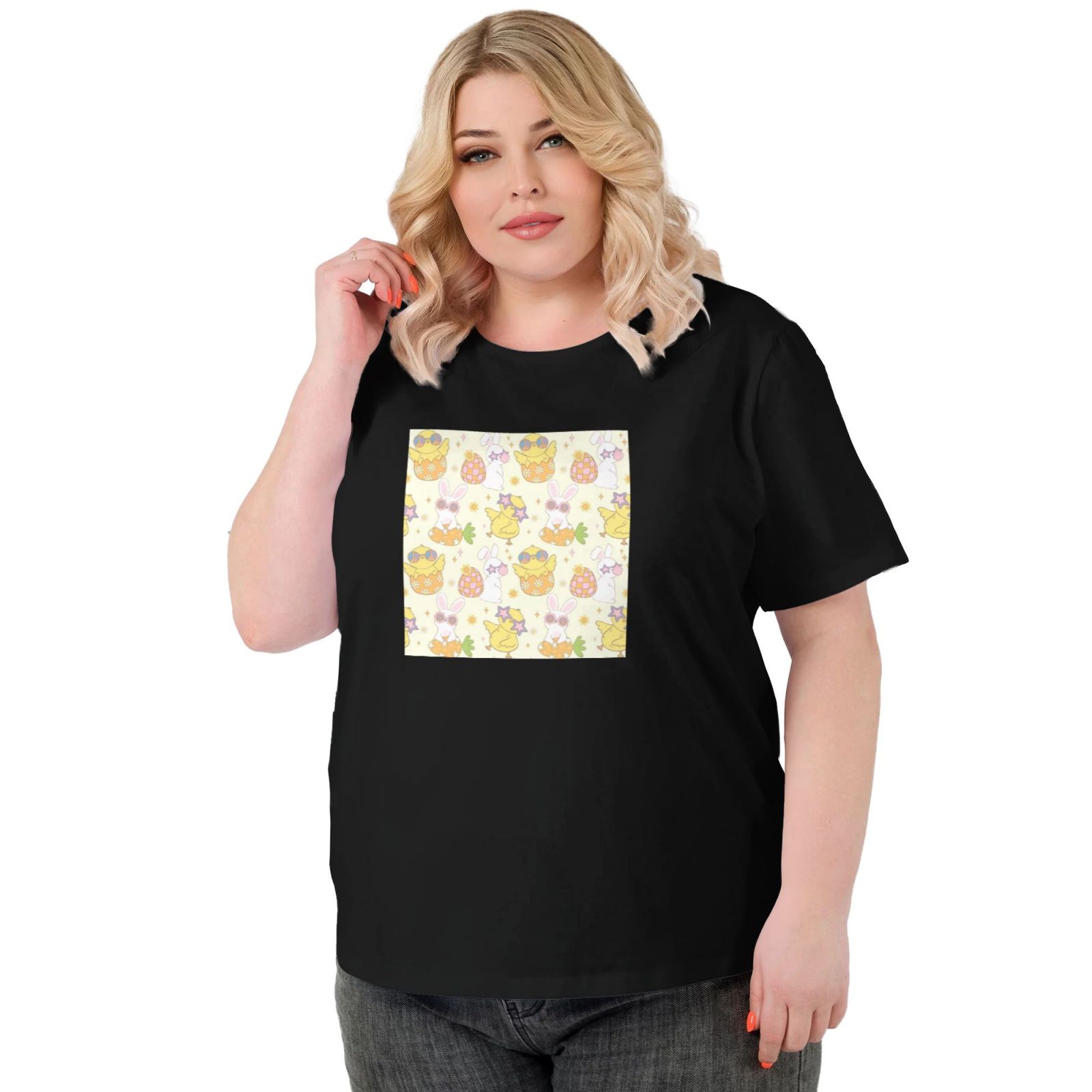 Women's Large Size Imitation Cotton Round Neck Short Sleeve T-Shirt
