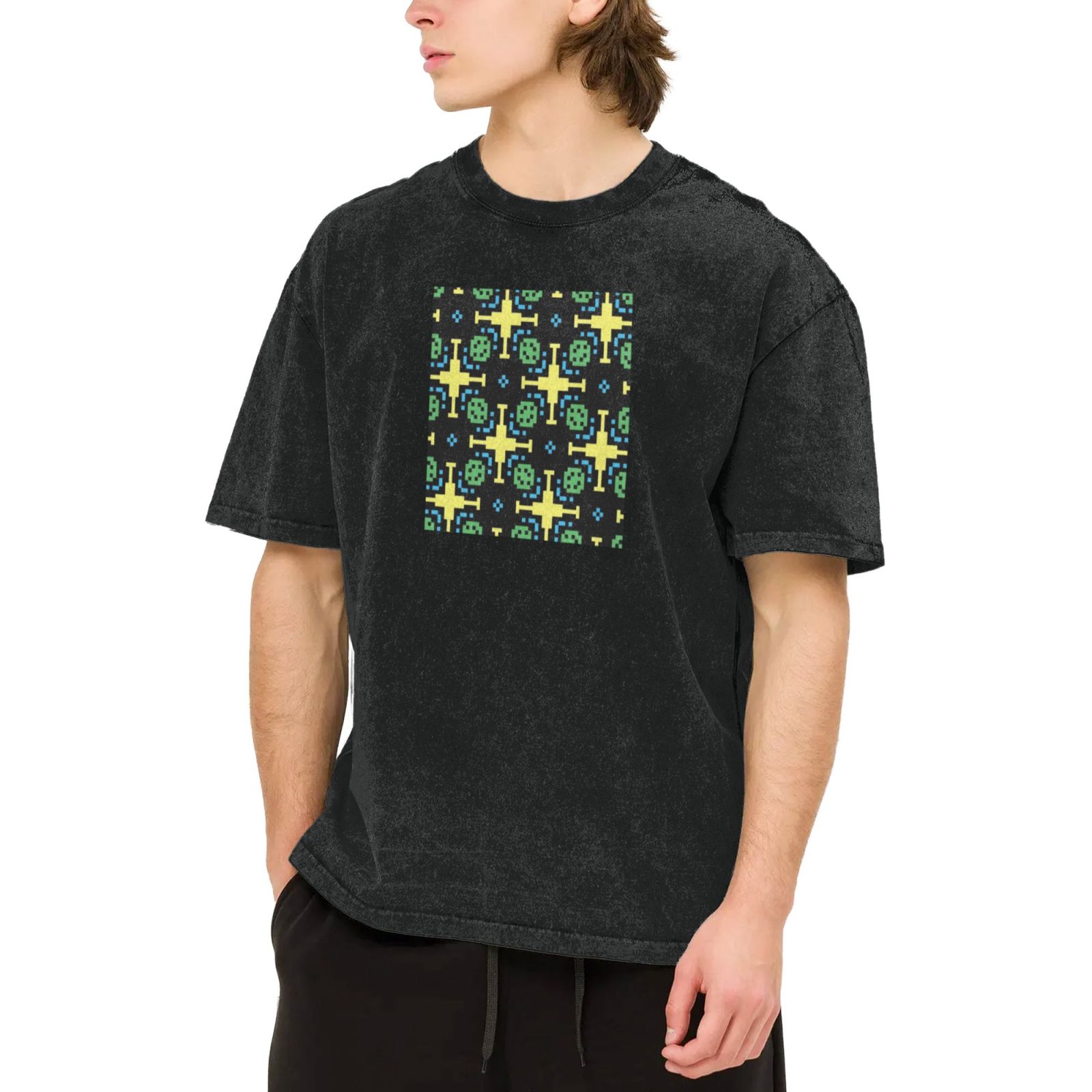 Retro washed drop shoulder short sleeve T-shirt