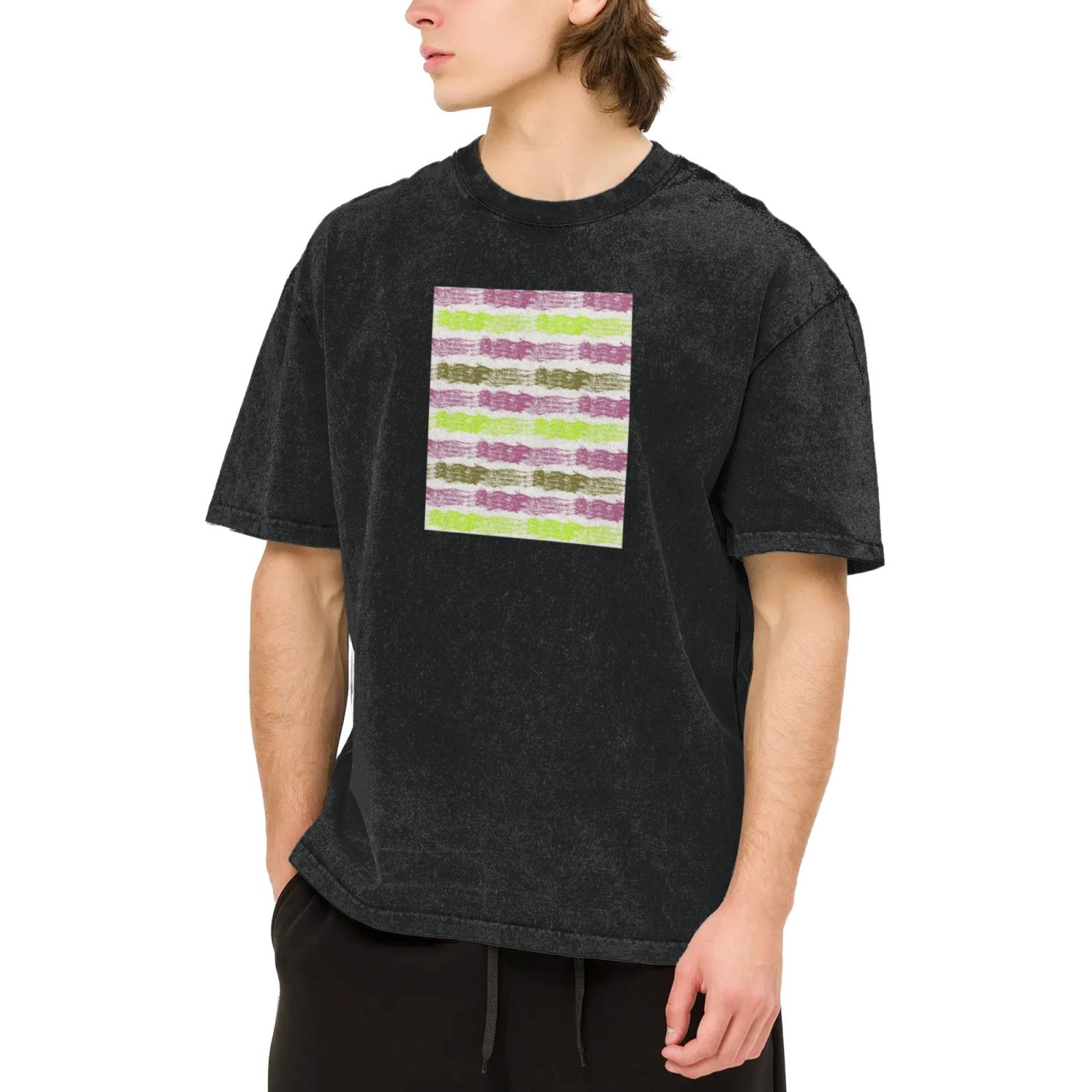 Retro washed drop shoulder short sleeve T-shirt