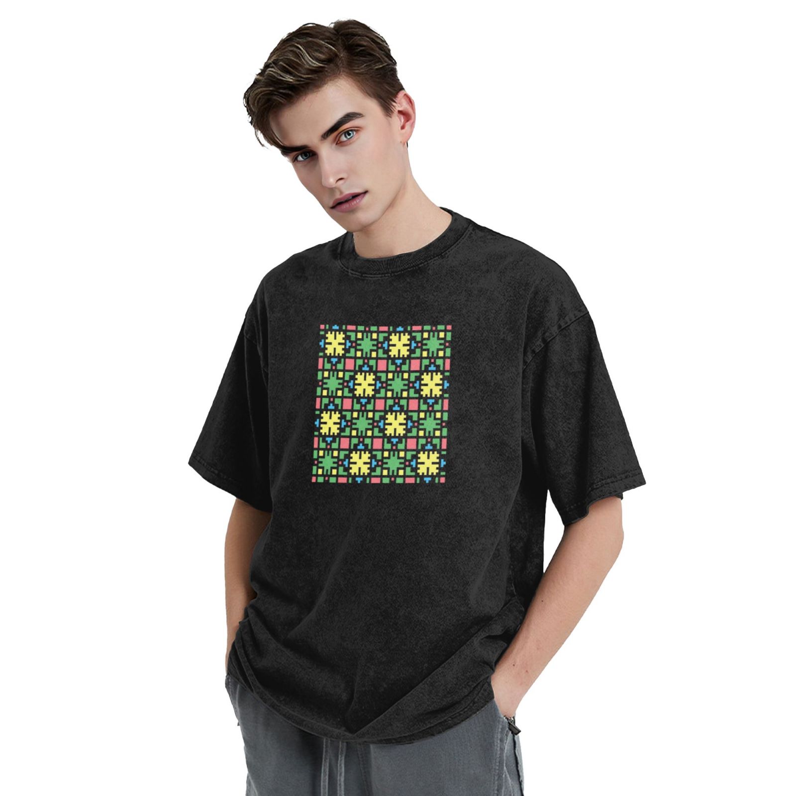 Retro washed drop shoulder short sleeve T-shirt