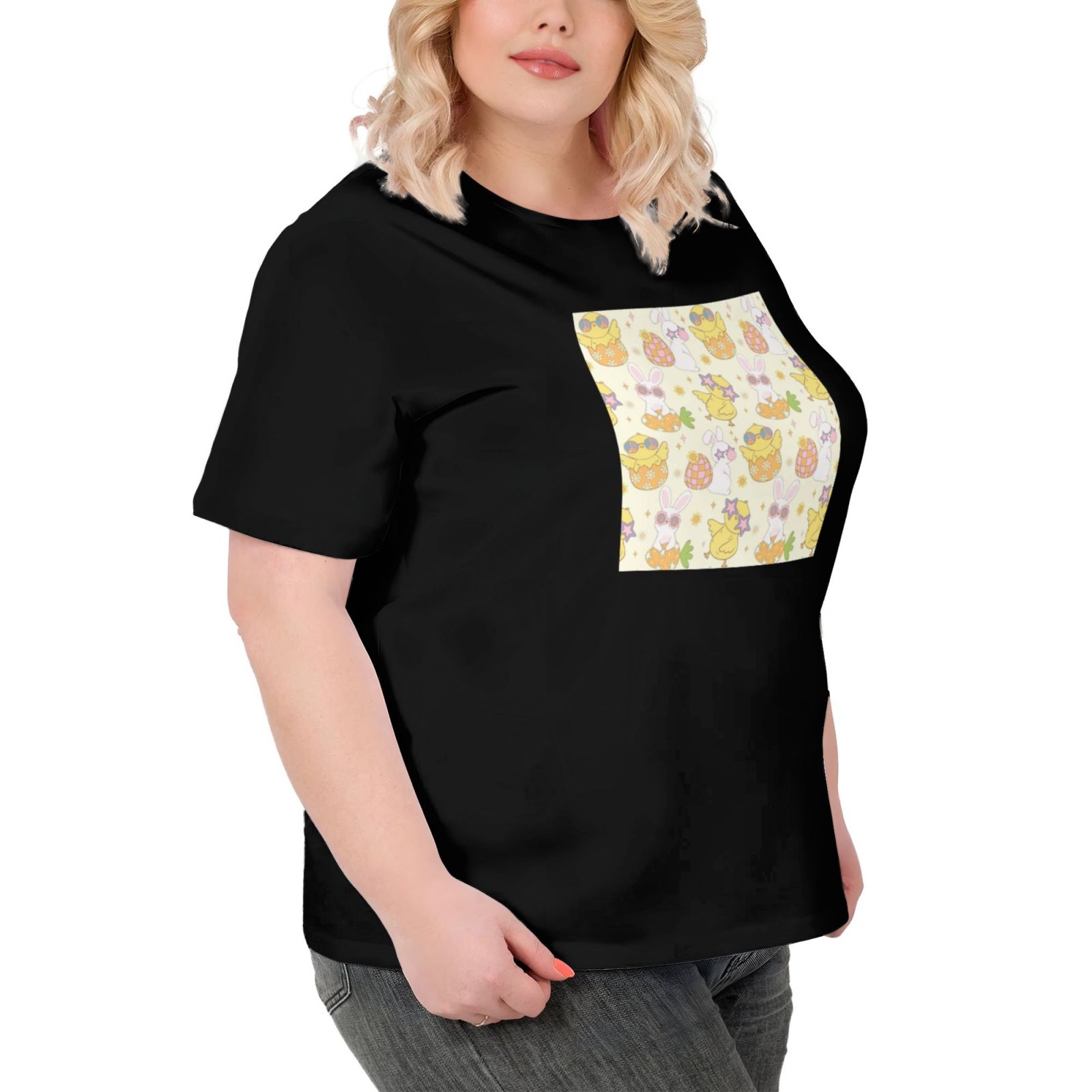 Women's Large Size Imitation Cotton Round Neck Short Sleeve T-Shirt