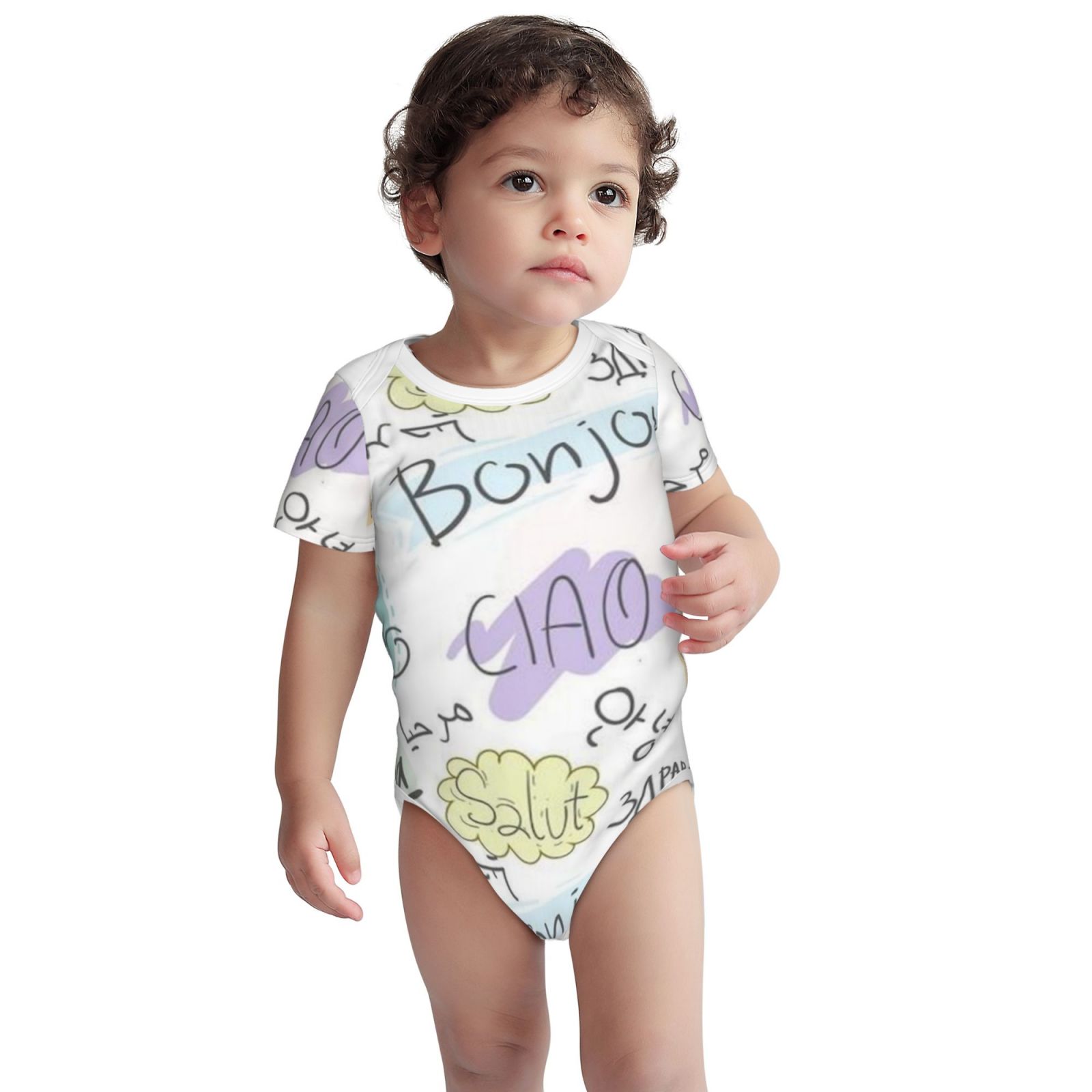 Baby imitation cotton full short-sleeved romper