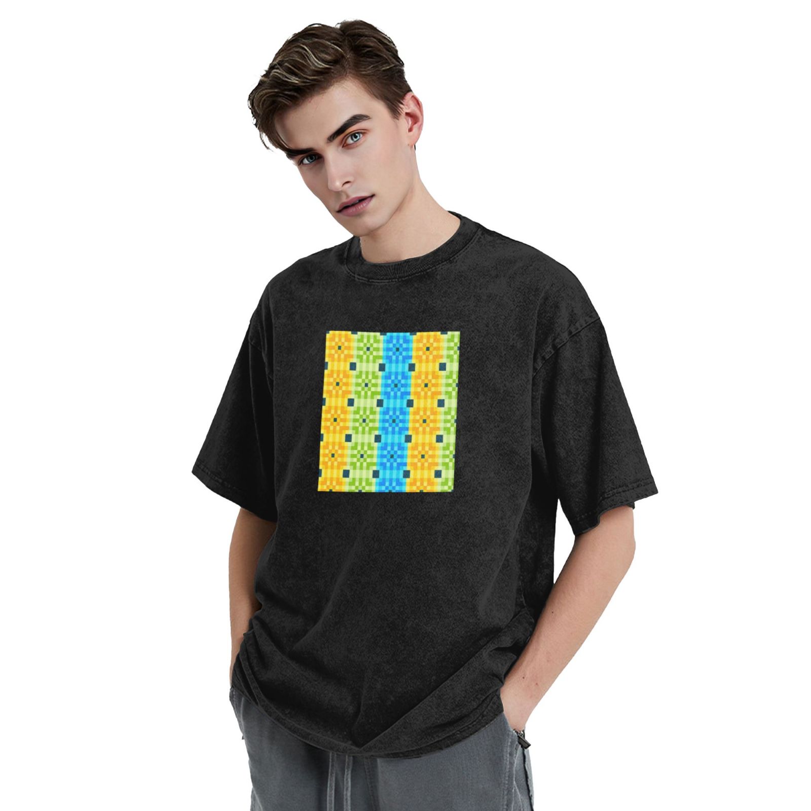 Retro washed drop shoulder short sleeve T-shirt