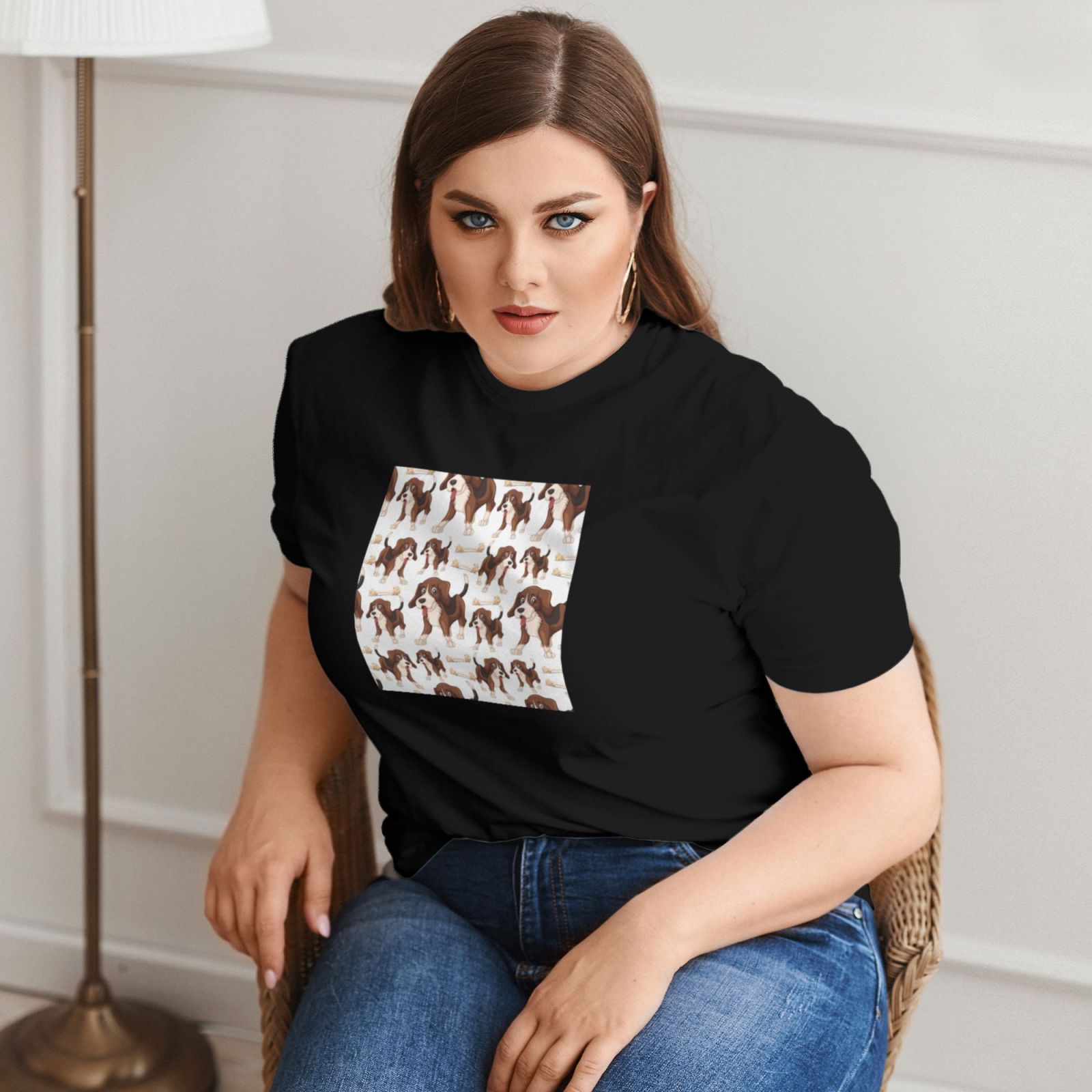 Women's Large Size Imitation Cotton Round Neck Short Sleeve T-Shirt